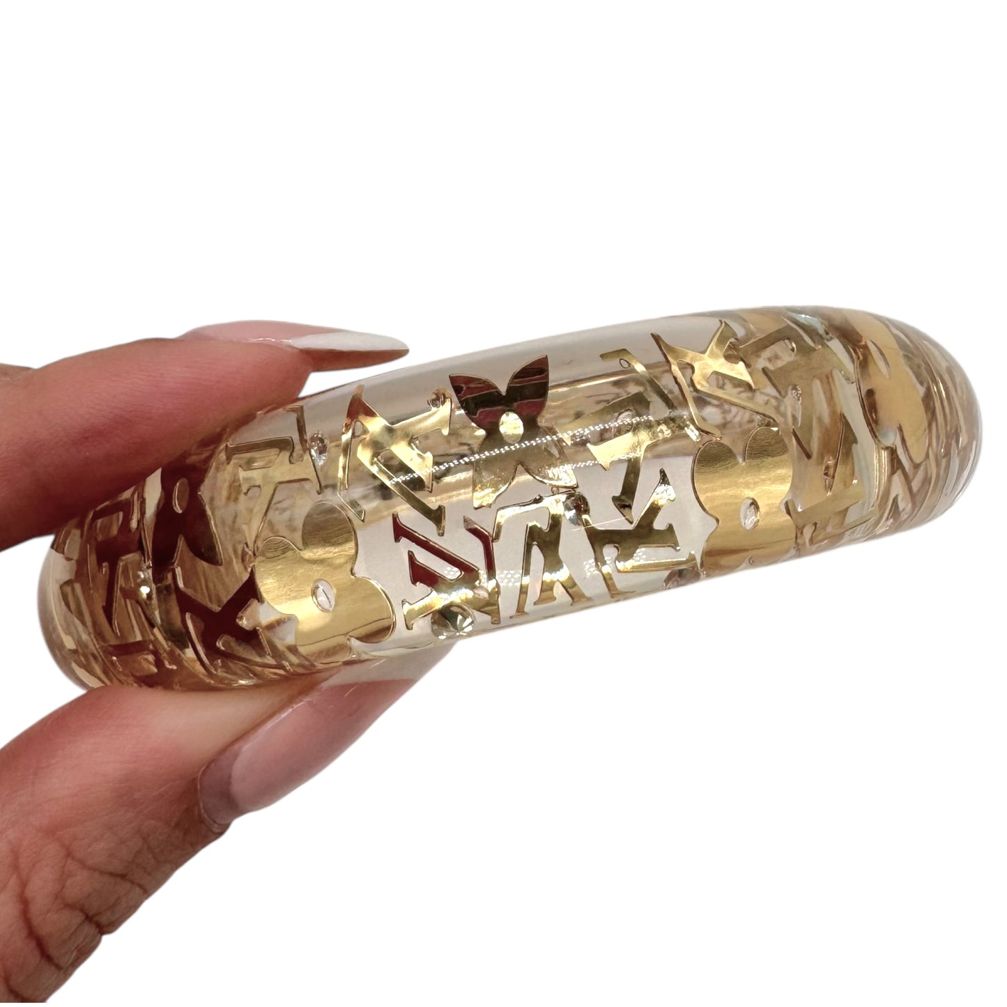 Louis Vuitton Gold & Clear Lucite Bangle Bracelet