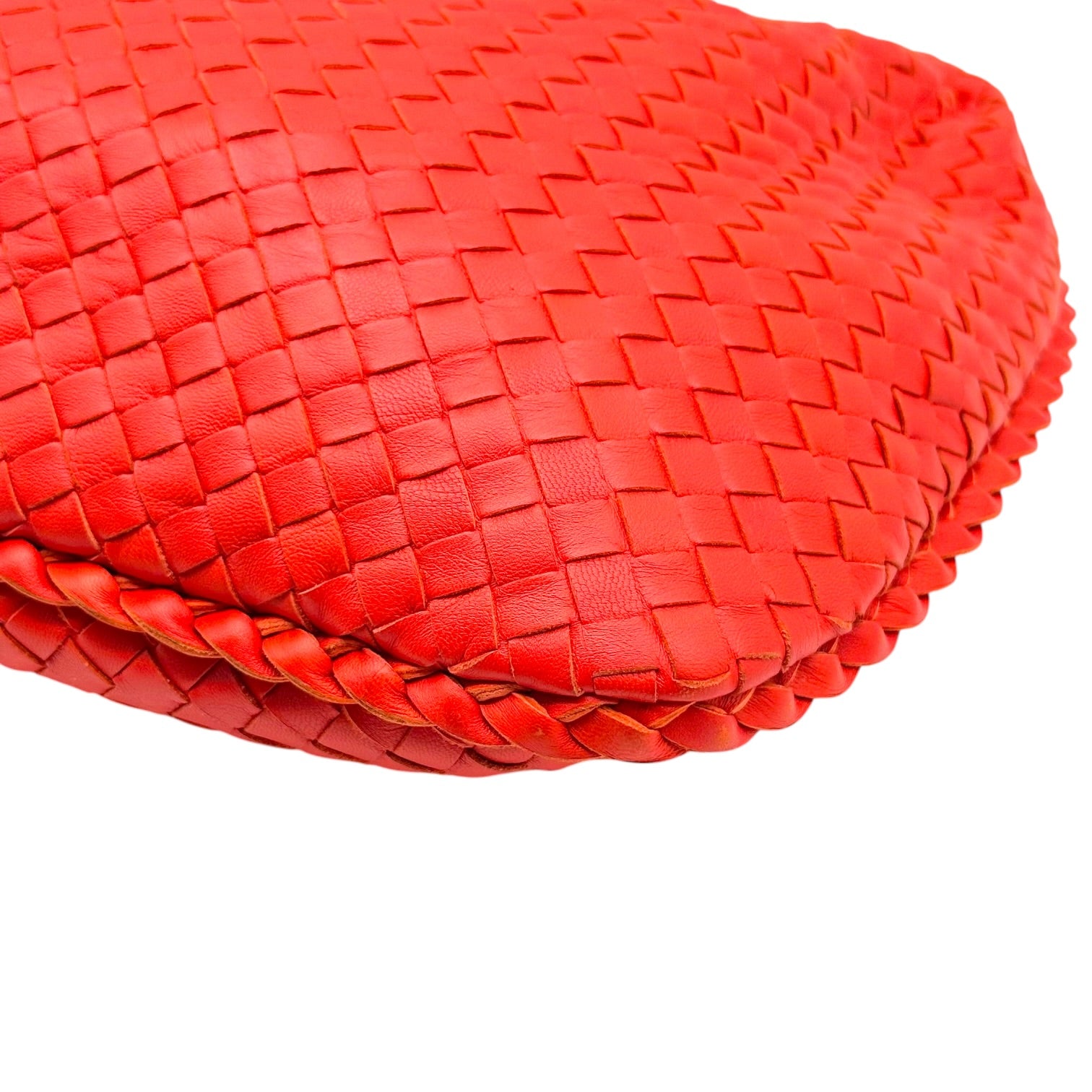 Bottega Veneta Orange Woven Leather Small Hobo Bag