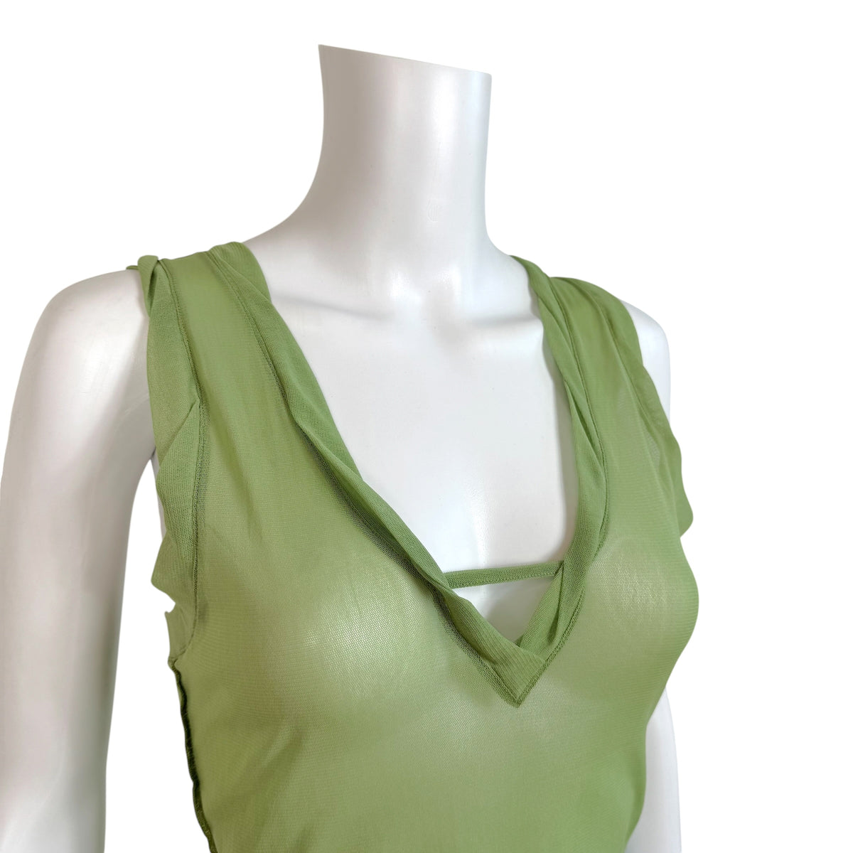 Jean Paul Gaultier Light Green Mesh Wrap Cropped Tank