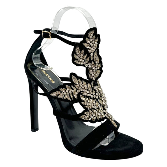 Roberto Cavalli Black Suede Crystal Embellished Heels - Outfit Repeater