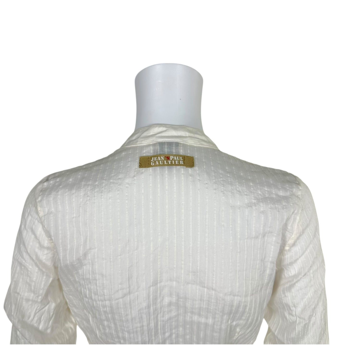 Jean Paul Gaultier Jean's White Semi-Sheer Cut-Out Blouse Top