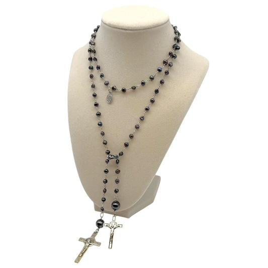 Jean Paul Gaultier Black Pearl Wrap Rosary Necklace