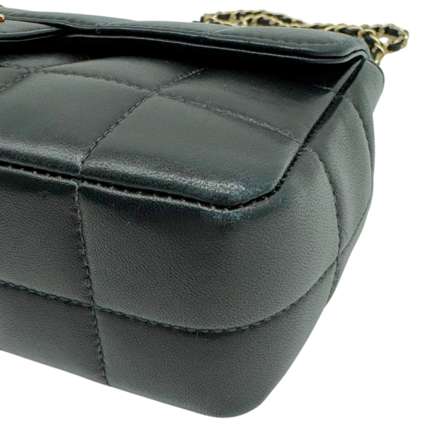 Chanel Black Lambskin Crossbody Flap Bag with Camellia