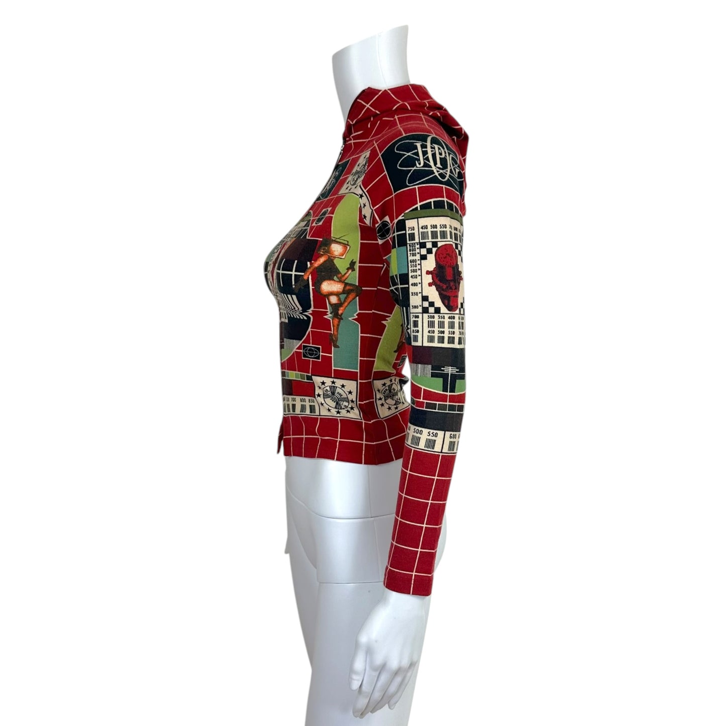 Jean Paul Gaultier JPG 'TV Test' Graphic Hooded Longsleeve Top