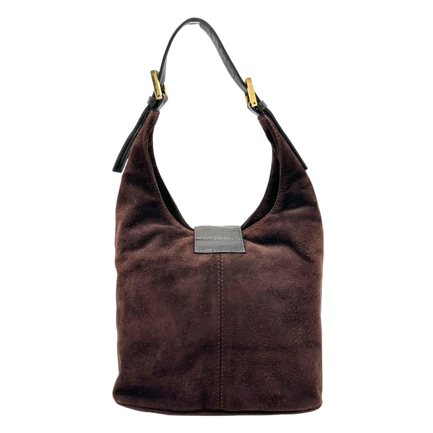 Fendi Brown Suede Baguette Bucket Shoulder Bag