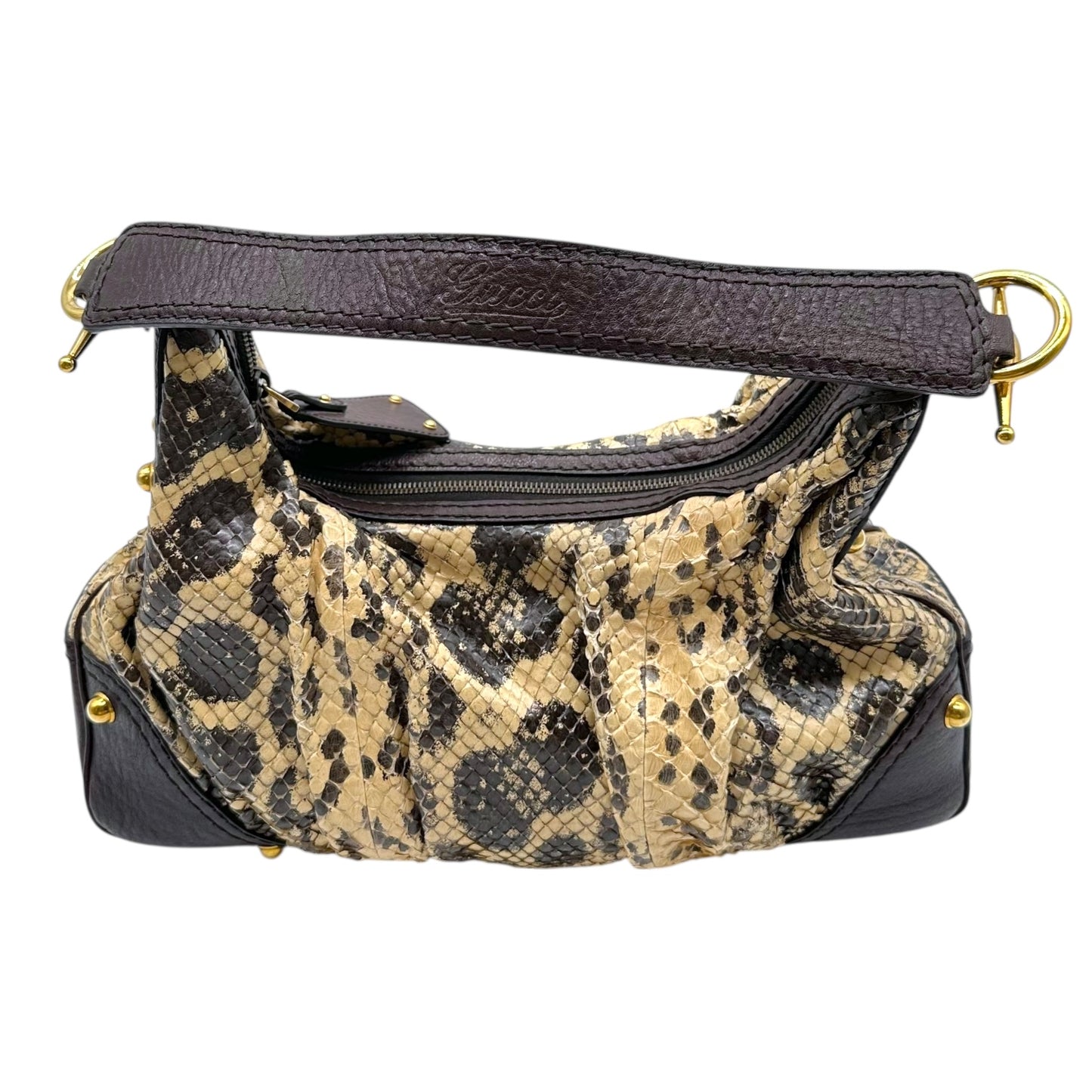 Gucci Brown & Cream Python Shoulder Bag NEW