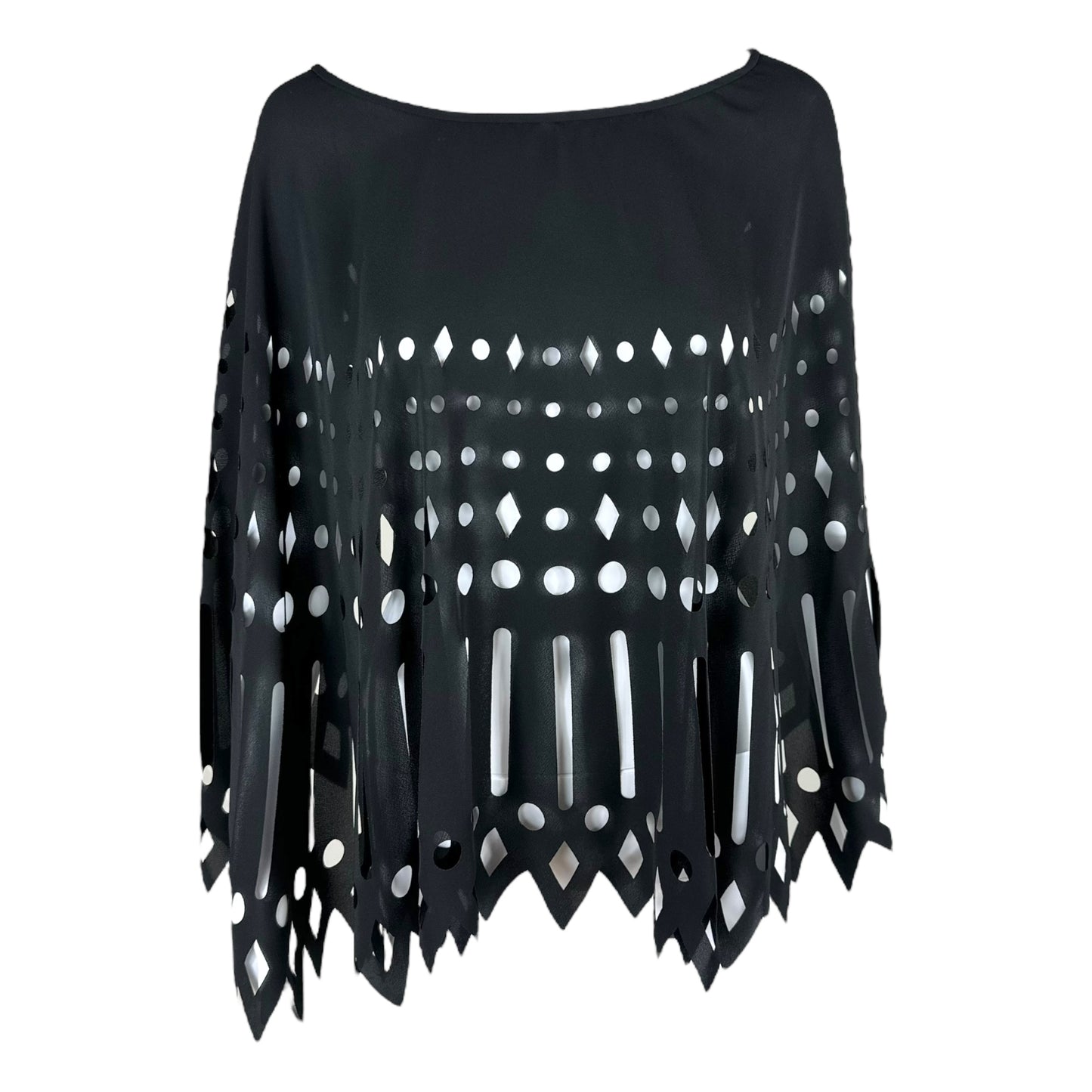 Gianfranco Ferre Black Cut-Out Poncho Top