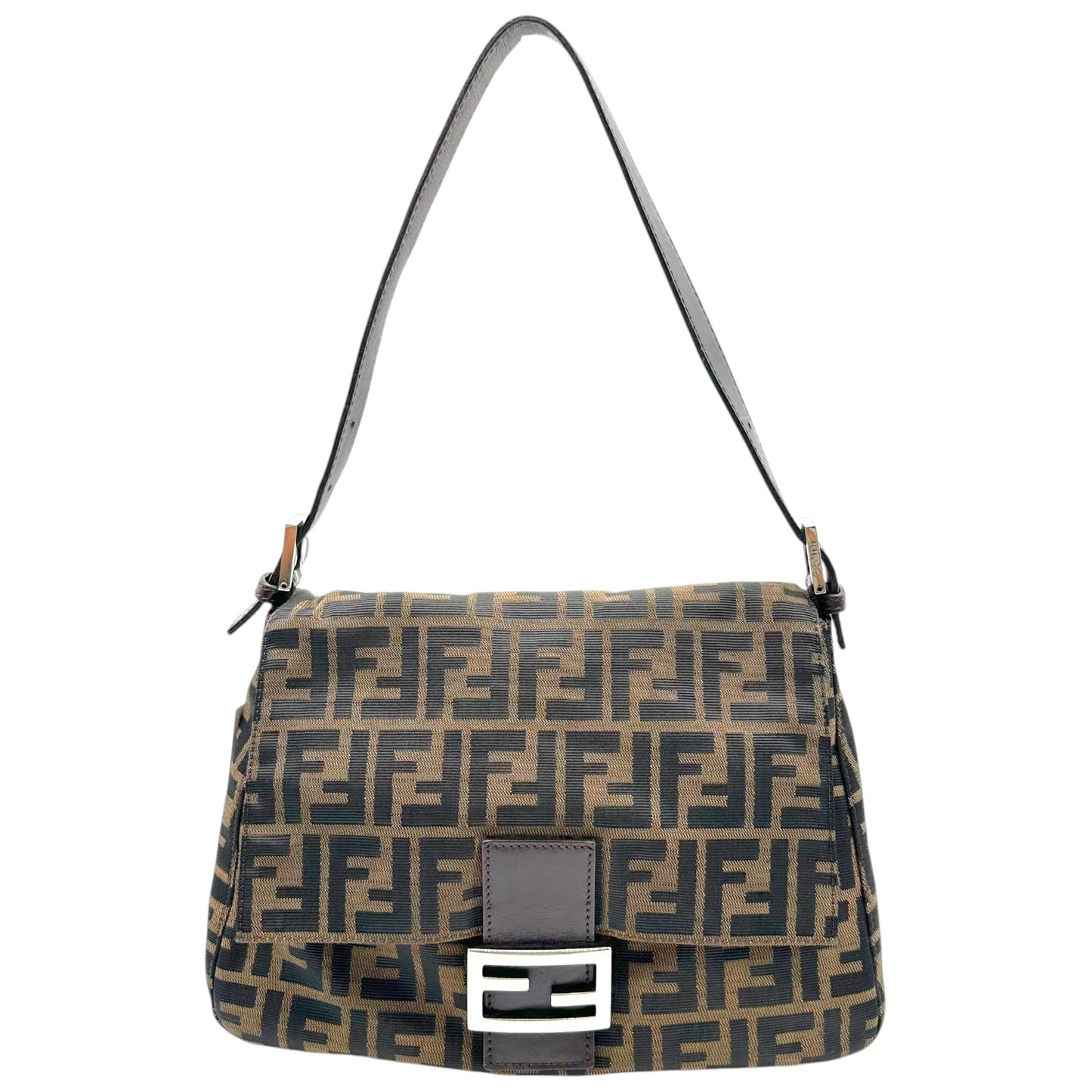 Fendi Brown Zucca Monogram Mama Baguette Bag