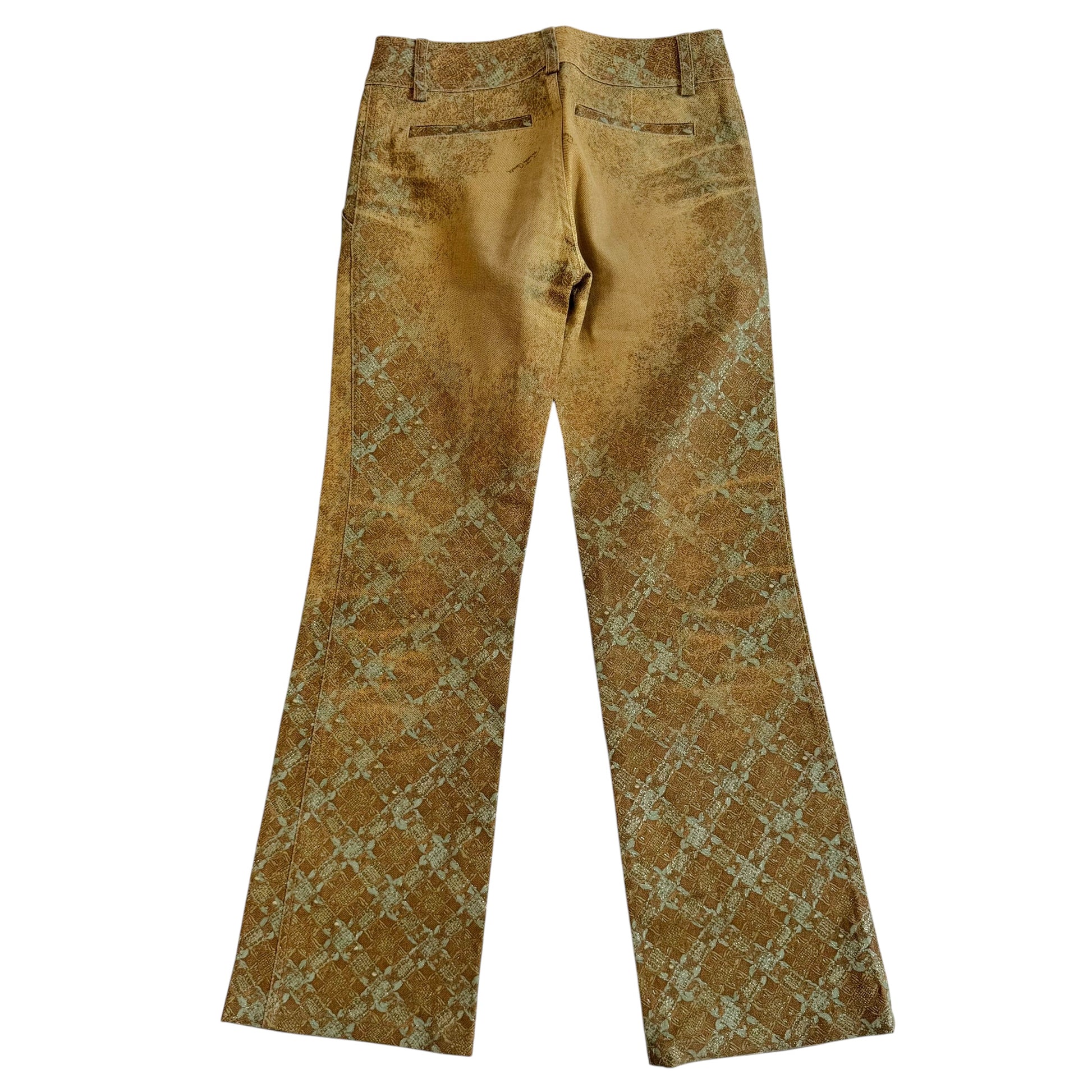 Roberto Cavalli Glitter Printed Jeans Brown Turquoise Flare