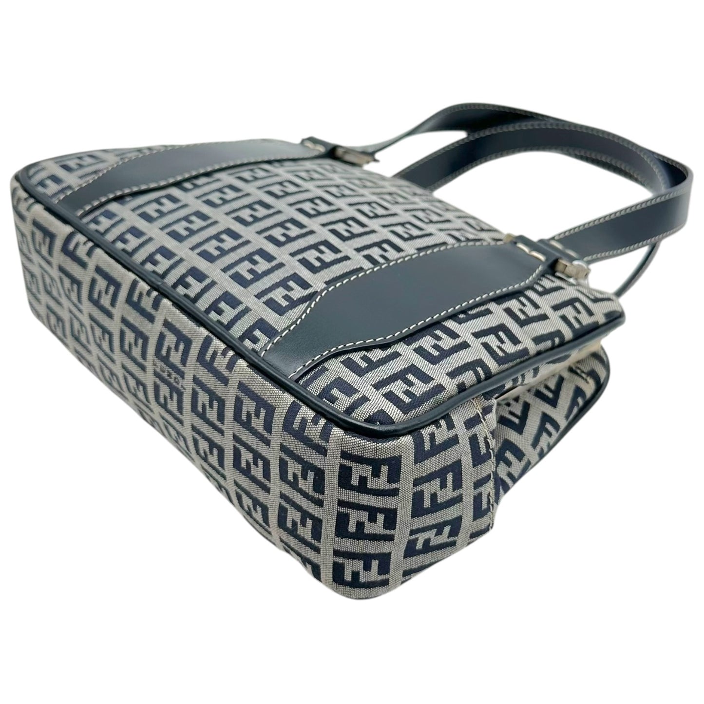 Fendi Navy Zucchino Monogram Kisslock Handbag