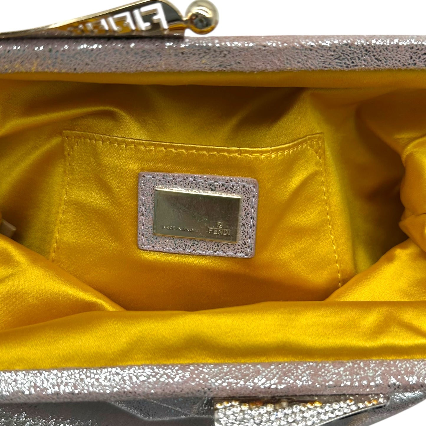 Fendi Metallic Pink & Silver Suede 2-Way Clutch Bag