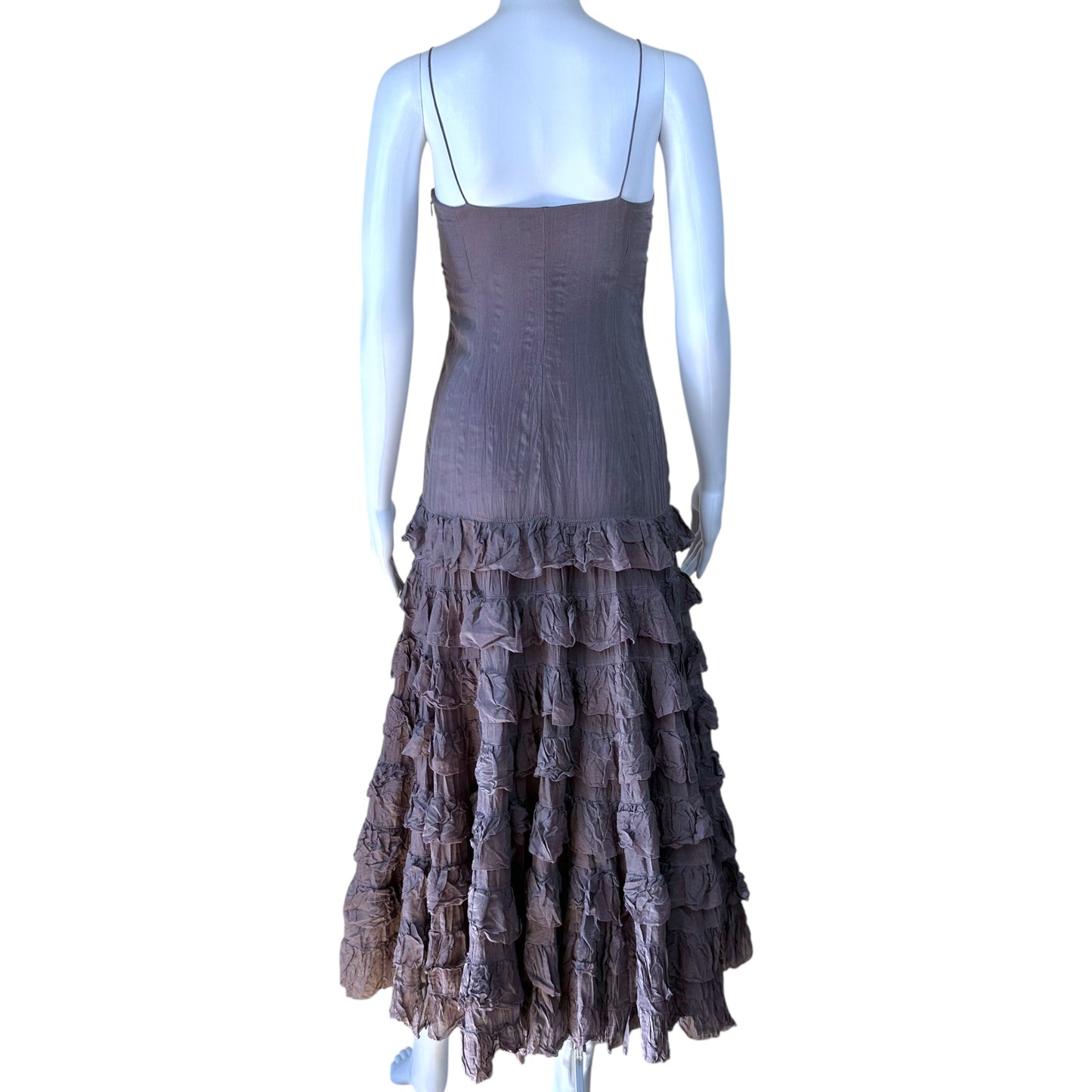 Ralph Lauren Dusty Purple Silk Tiered Midi Dress