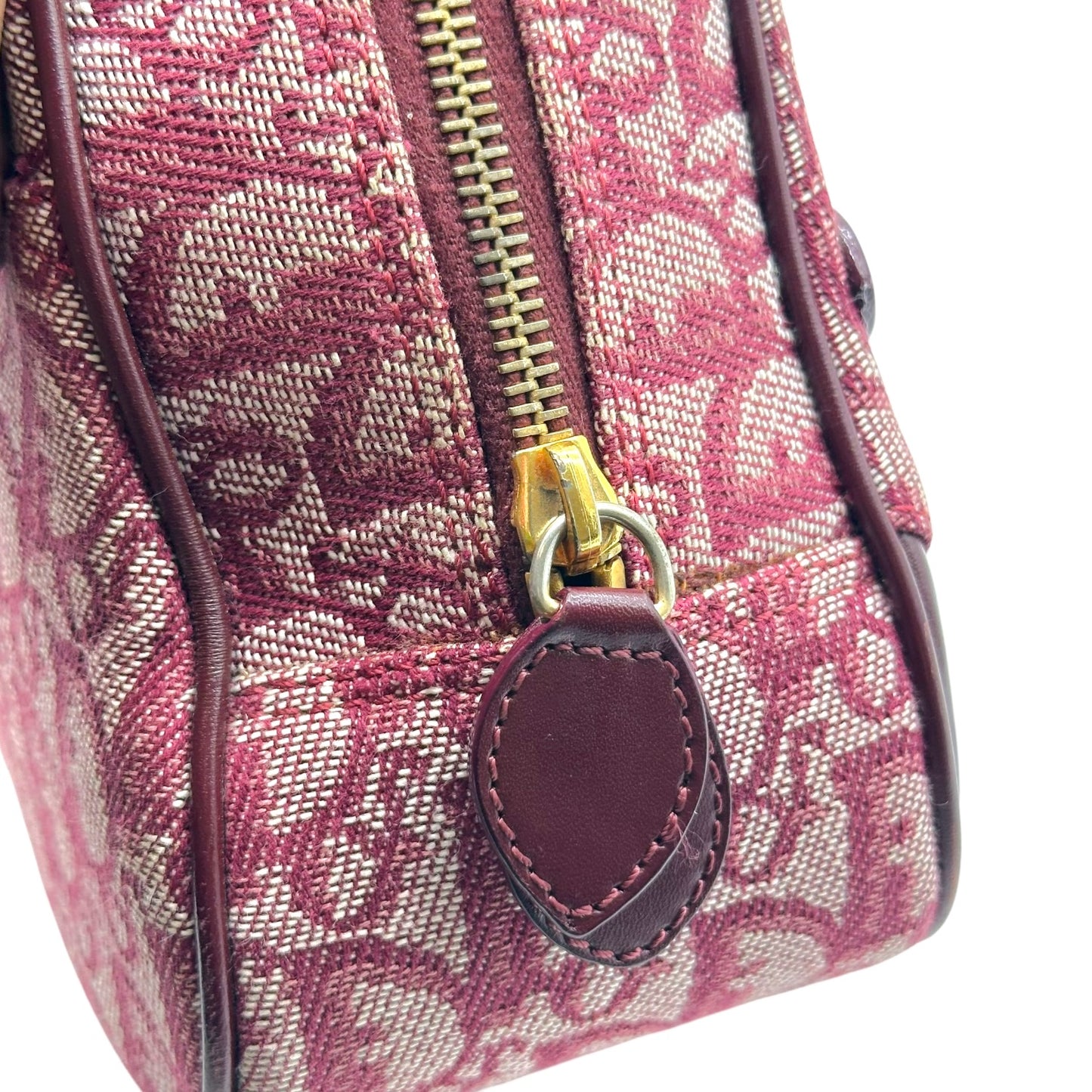 Christian Dior Burgundy Trotter Monogram Small Double Saddle Bowler Handbag