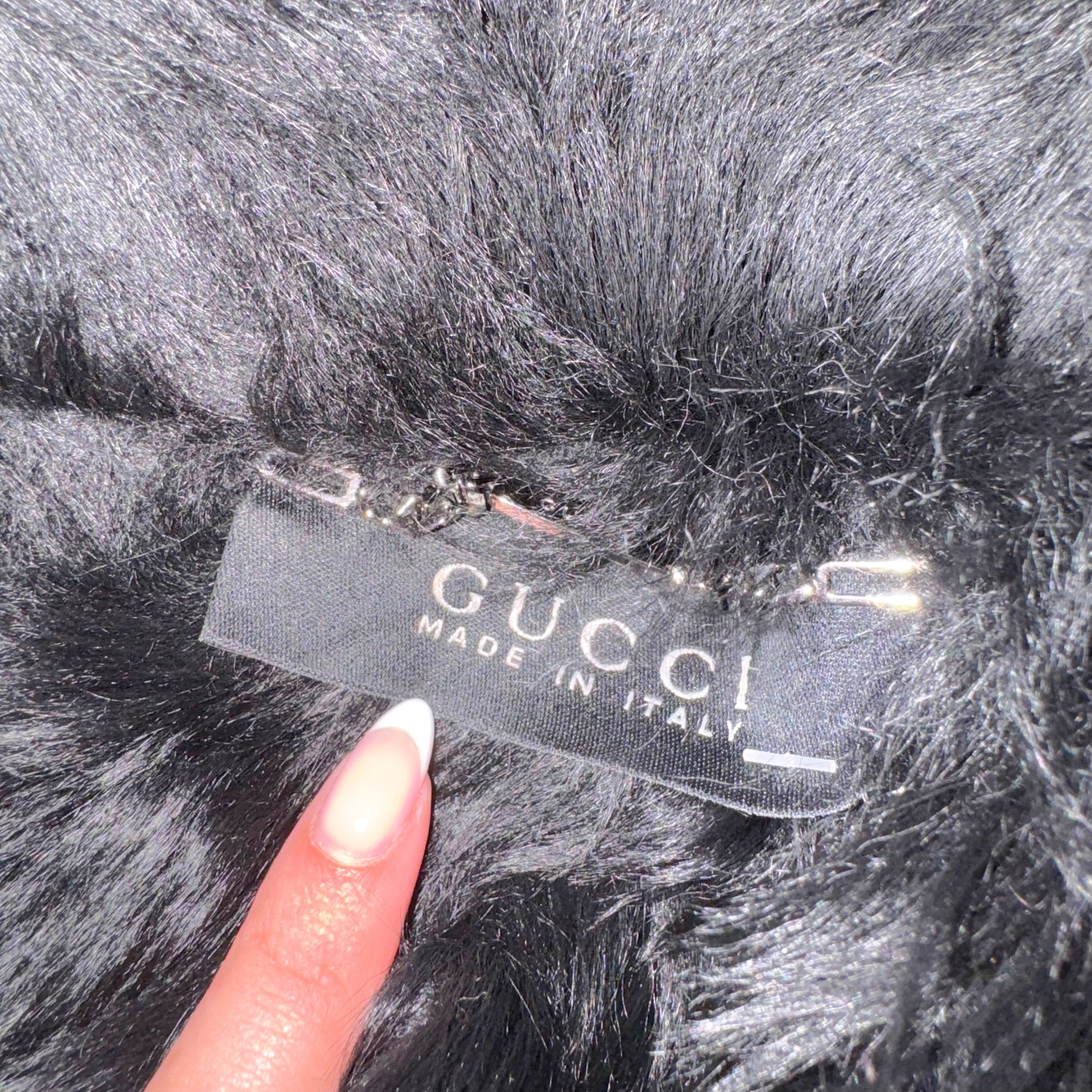 Gucci Black Shearling Fur Suede Wrap Coat