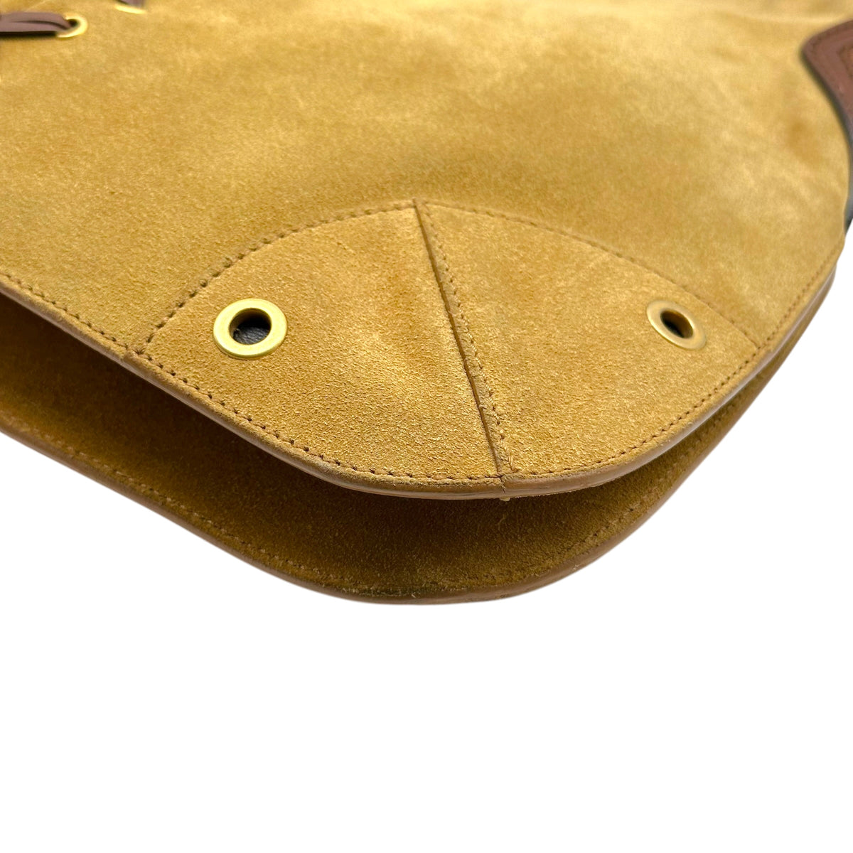 Yves Saint Laurent Brown Suede Cross-Stitch Shoulder Bag