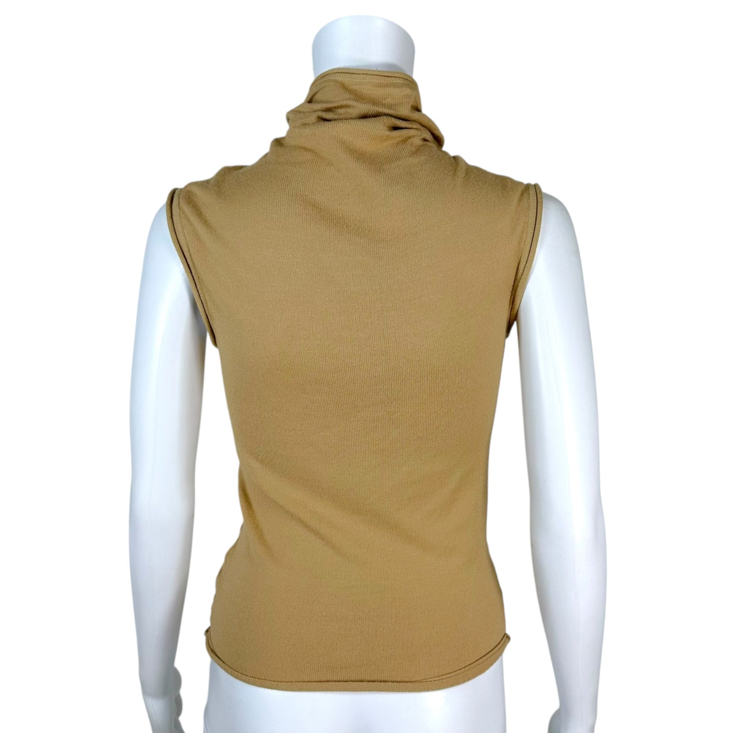 Roberto Cavalli Beige Knit Sleeveless Turtleneck