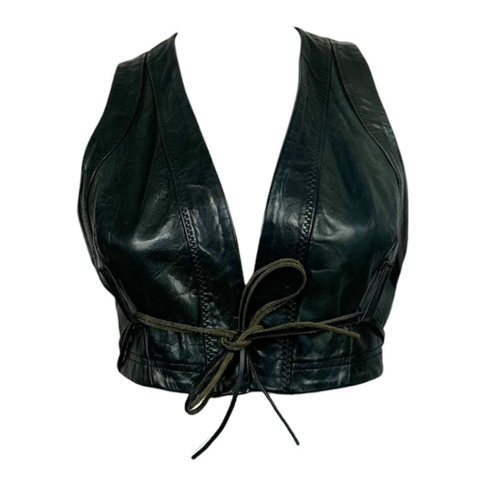 Dsquared2 Black Leather Cropped Vest