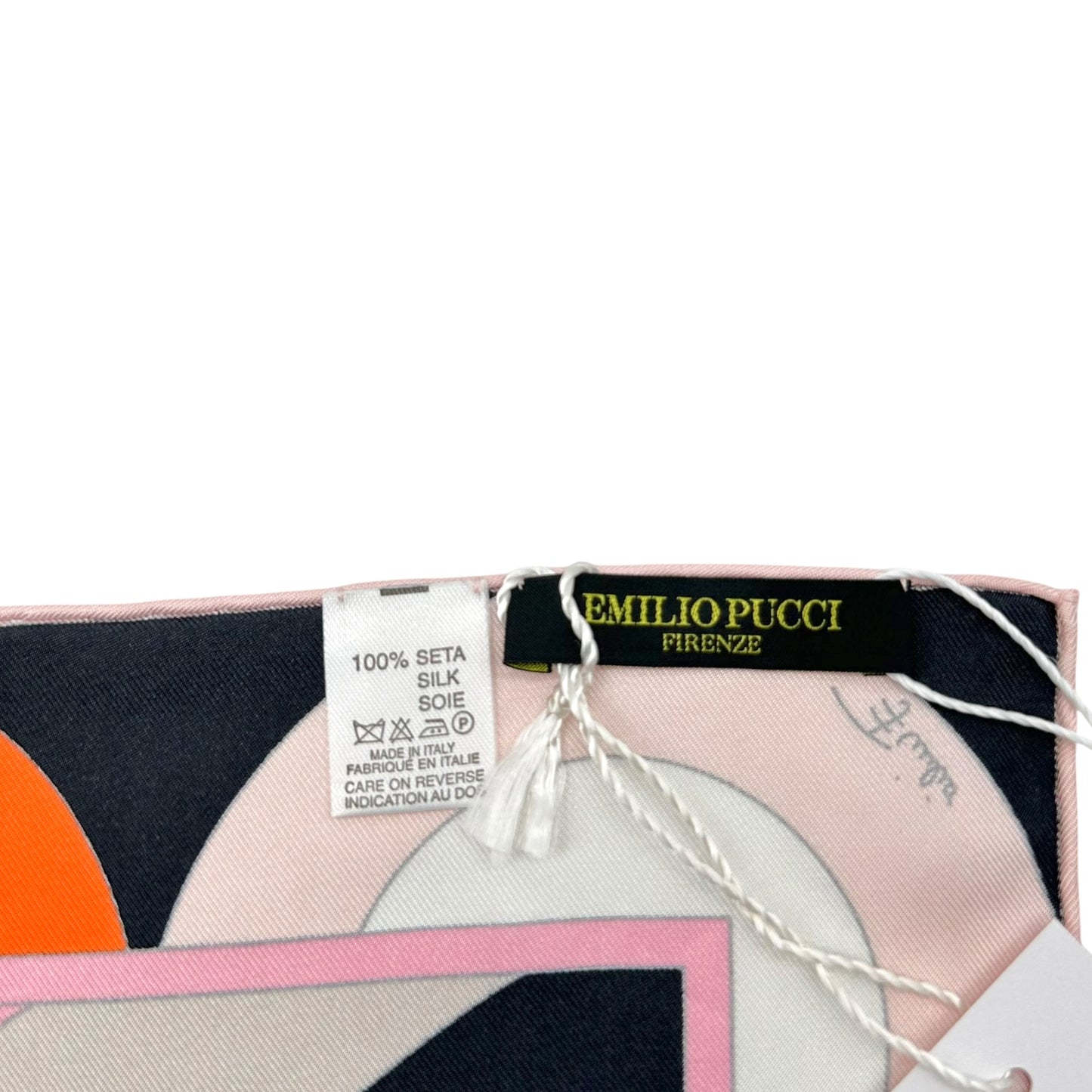 Emilio Pucci Black Pink & Orange Small Square Silk Scarf NEW