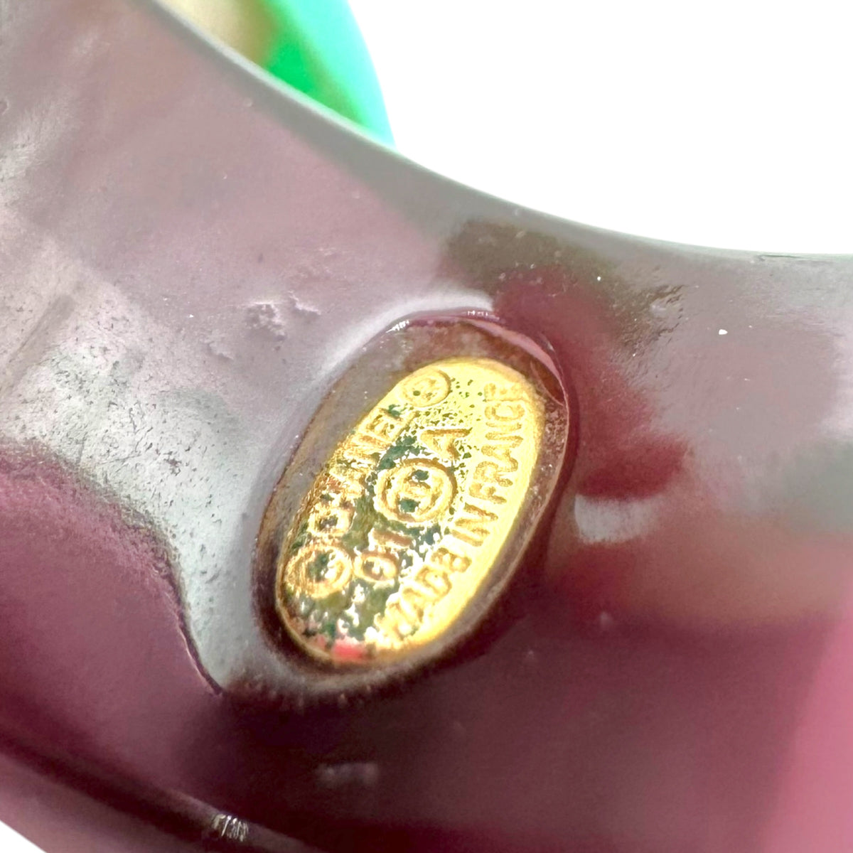 Chanel Logo Ring Purple Ivory Plastic Rectangular Design