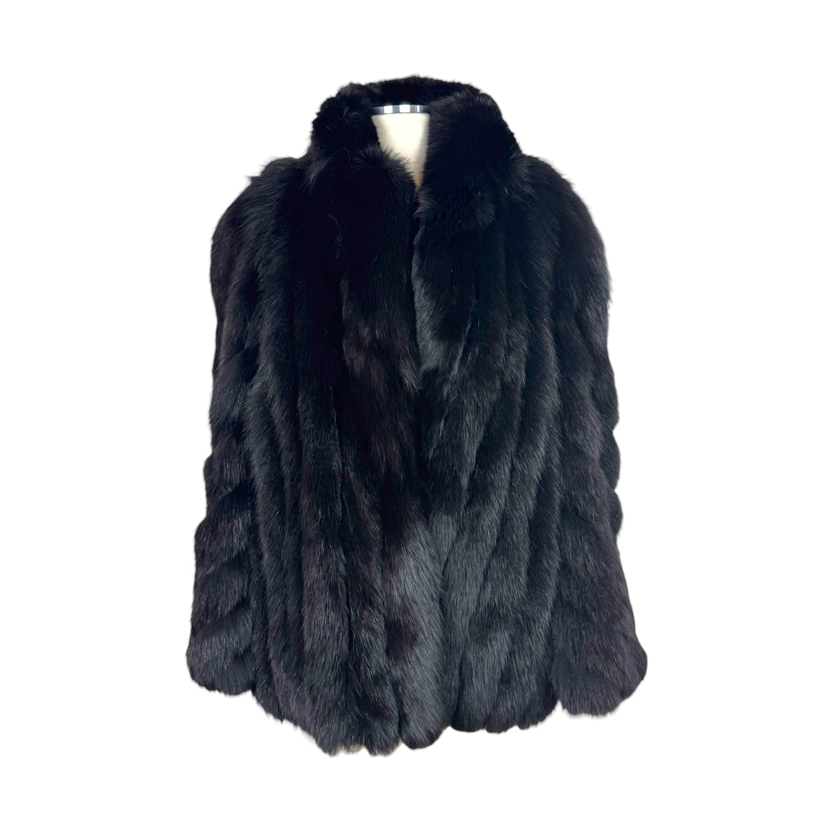 Rotiny Black Fox Fur Coat 1990s Vintage