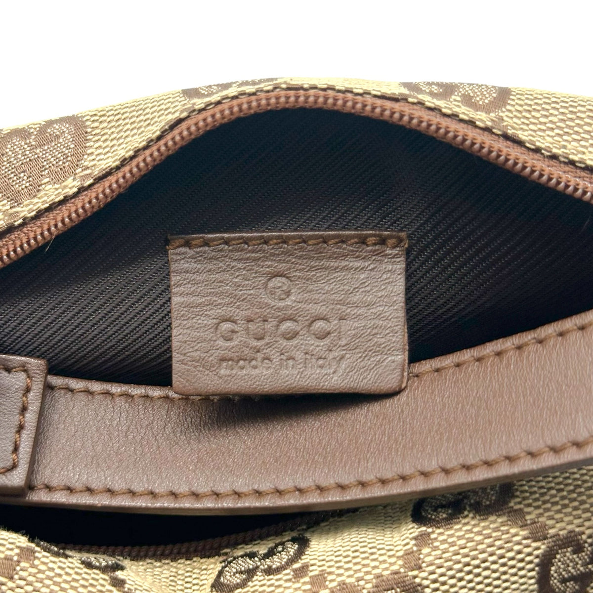 Gucci Small Top Handle Pochette Bag Tan Brown Monogram