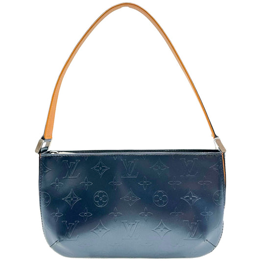 Louis Vuitton Pochette Bag Blue Gray Embossed Monogram
