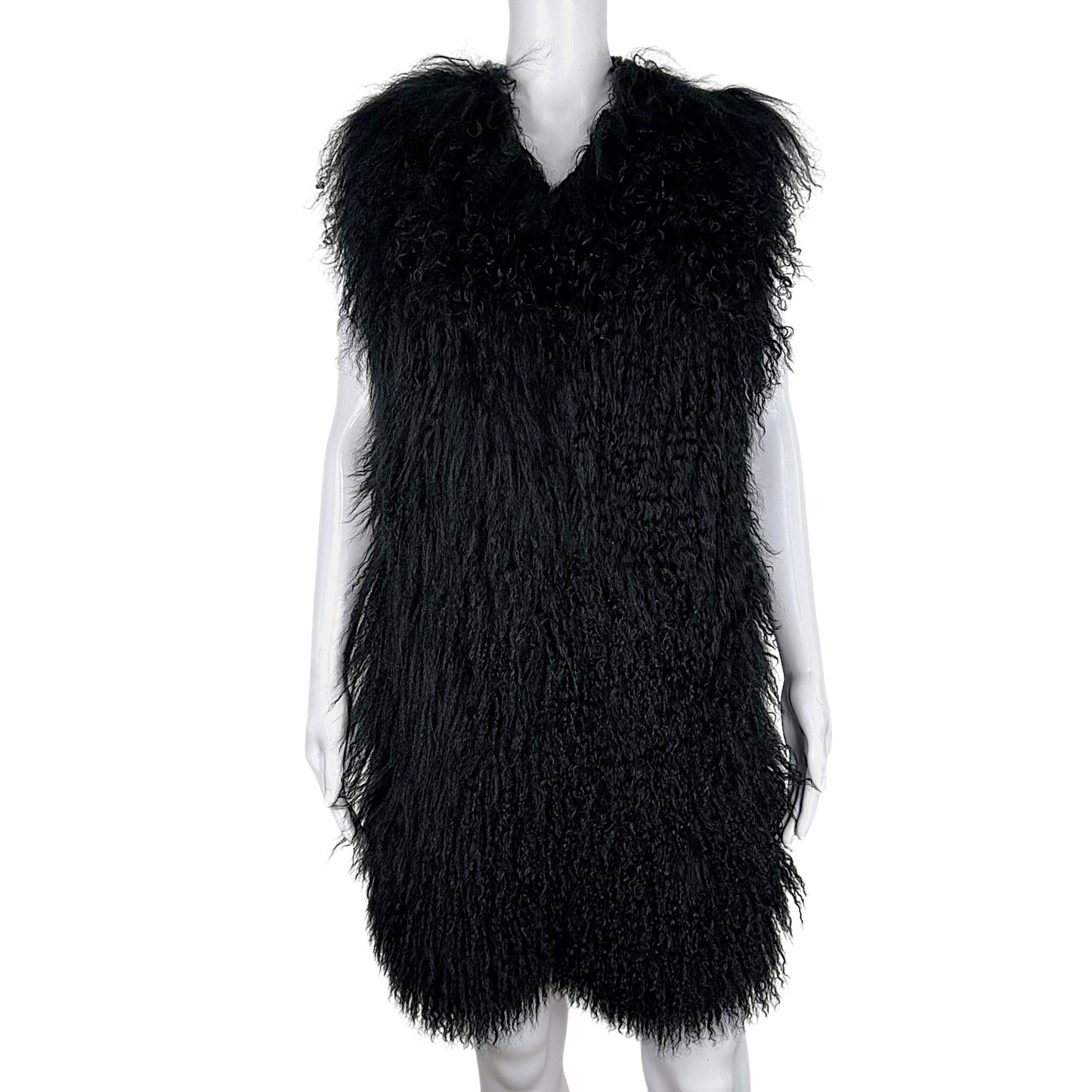 Versace Collection Black Mongolian Sheep Fur Vest NEW