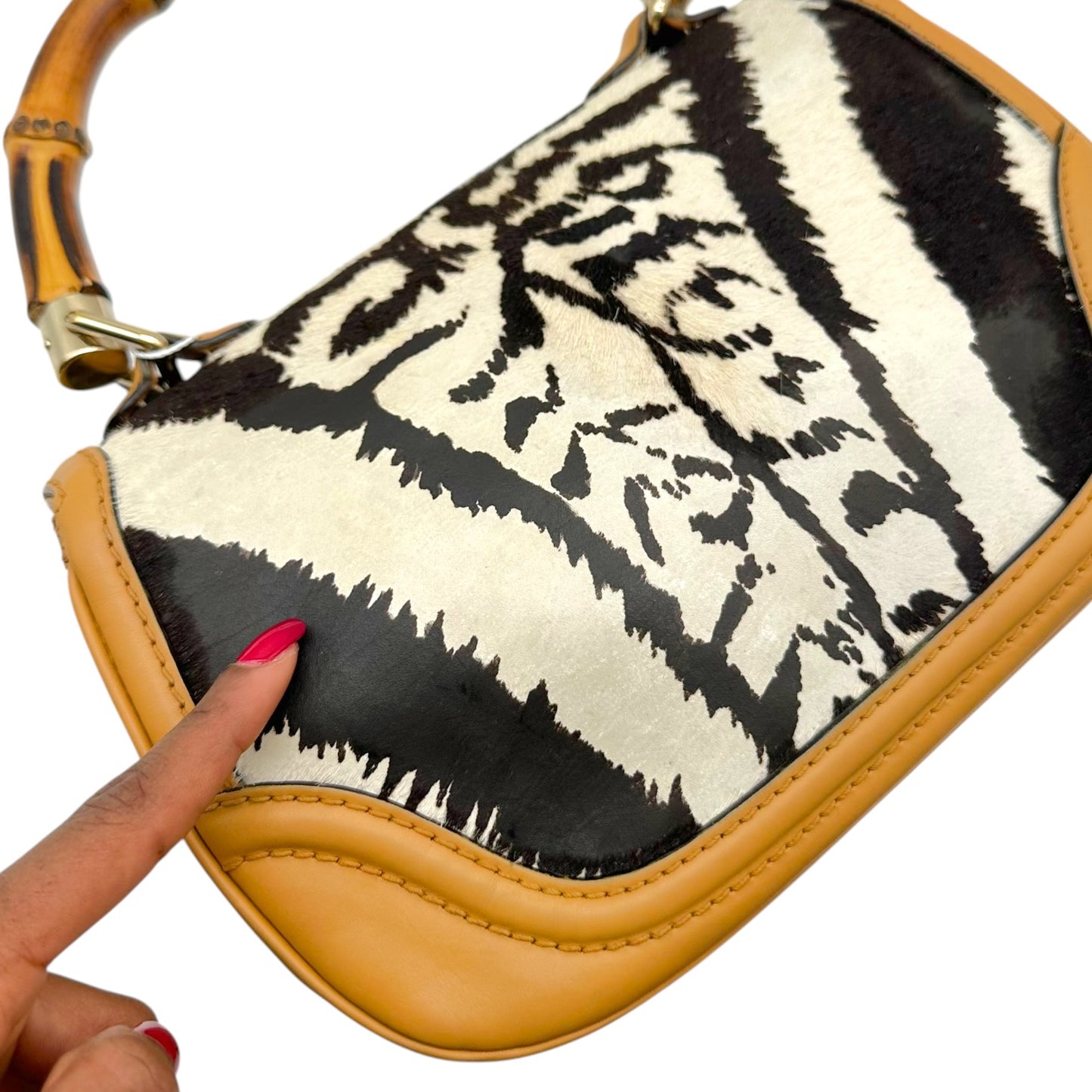 Gucci Zebra Print Ponyhair 2-Way Bag with Bamboo Handle