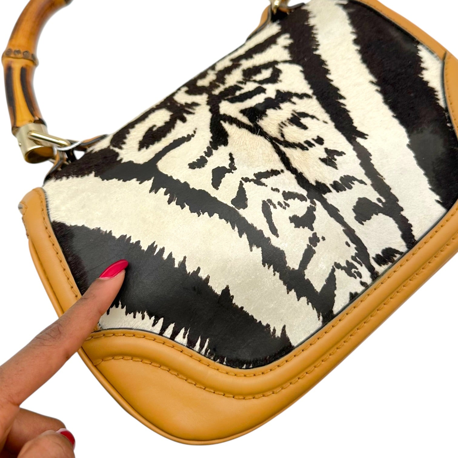 Gucci Zebra Print Ponyhair 2-Way Bag with Bamboo Handle