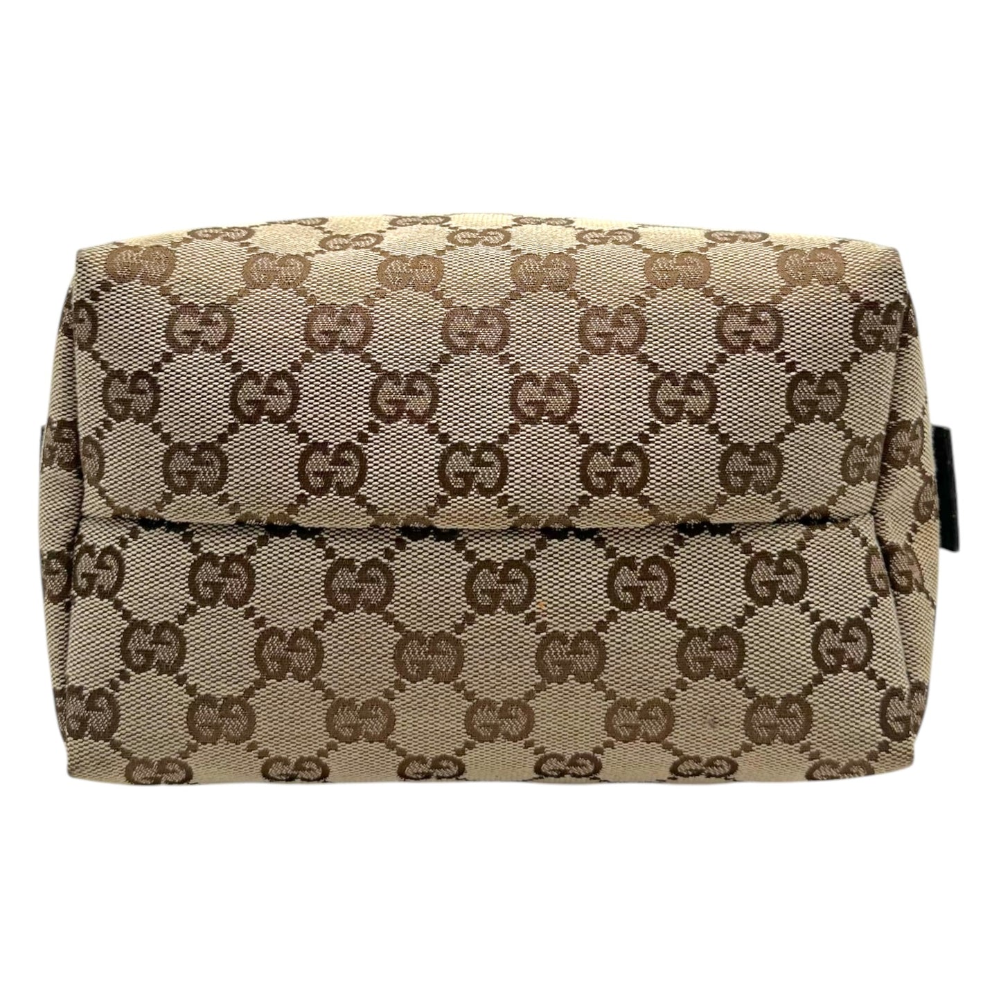 Gucci Tan Monogram & Forest Green Leather Top Handle Pochette Bag