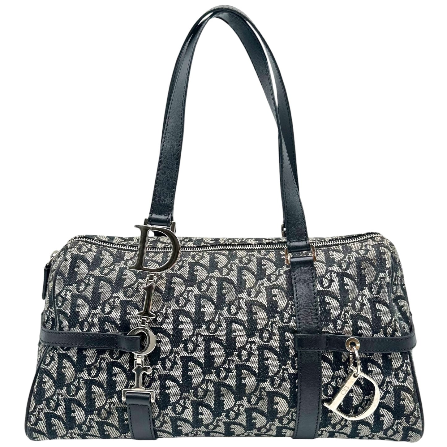 Christain Dior Black Trotter Monogram Logo Hardware Shoulder Bag