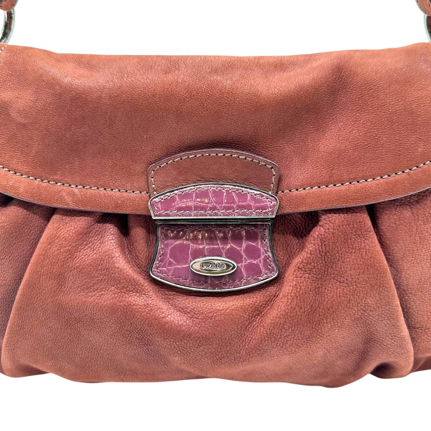 Prada Bugundy Nubuck Suede Shoulder Bag - Outfit Repeater