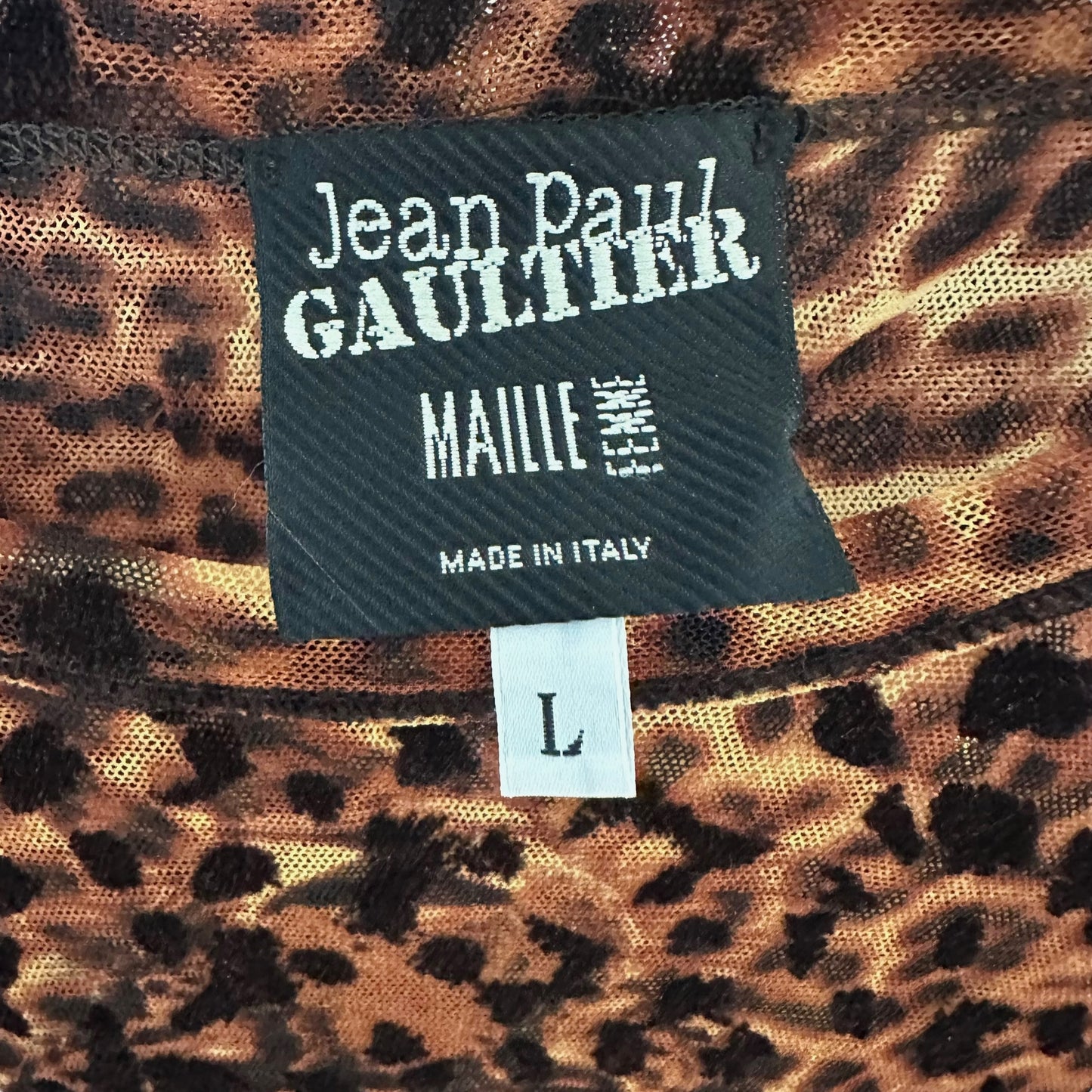 Jean Paul Gaultier Leopard Print Mesh Longsleeve Top