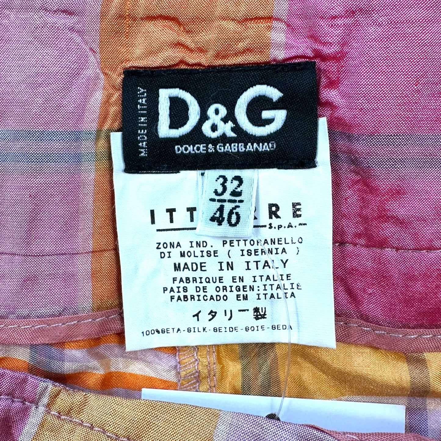 Dolce & Gabbana Multicolor Plaid Silk Capri Pants