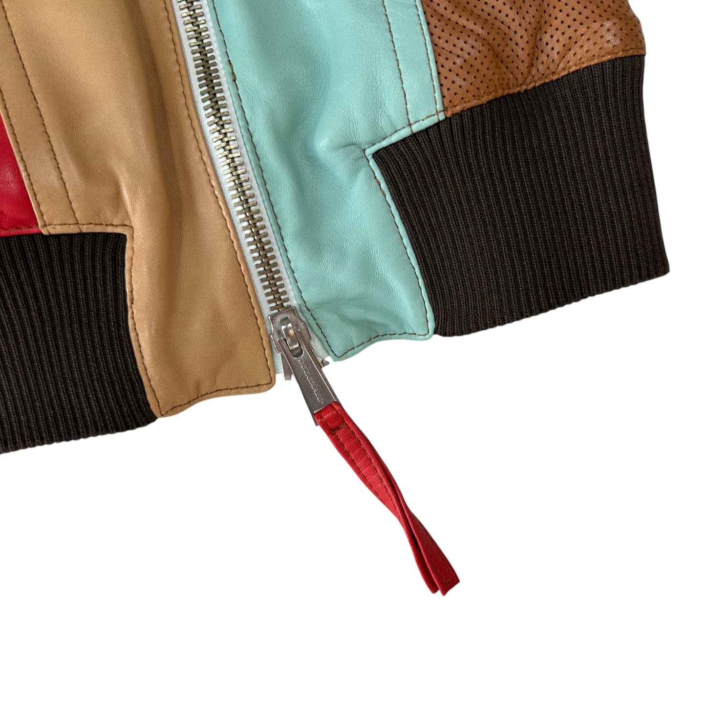 Dsquared2 Multicolor Patchwork Short Sleeve Crop Moto Jacket - Outfit Repeater