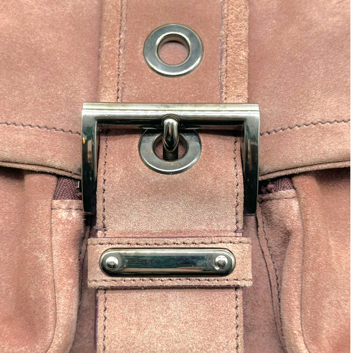 Prada Suede Shoulder Bag Dusty Rose Pink