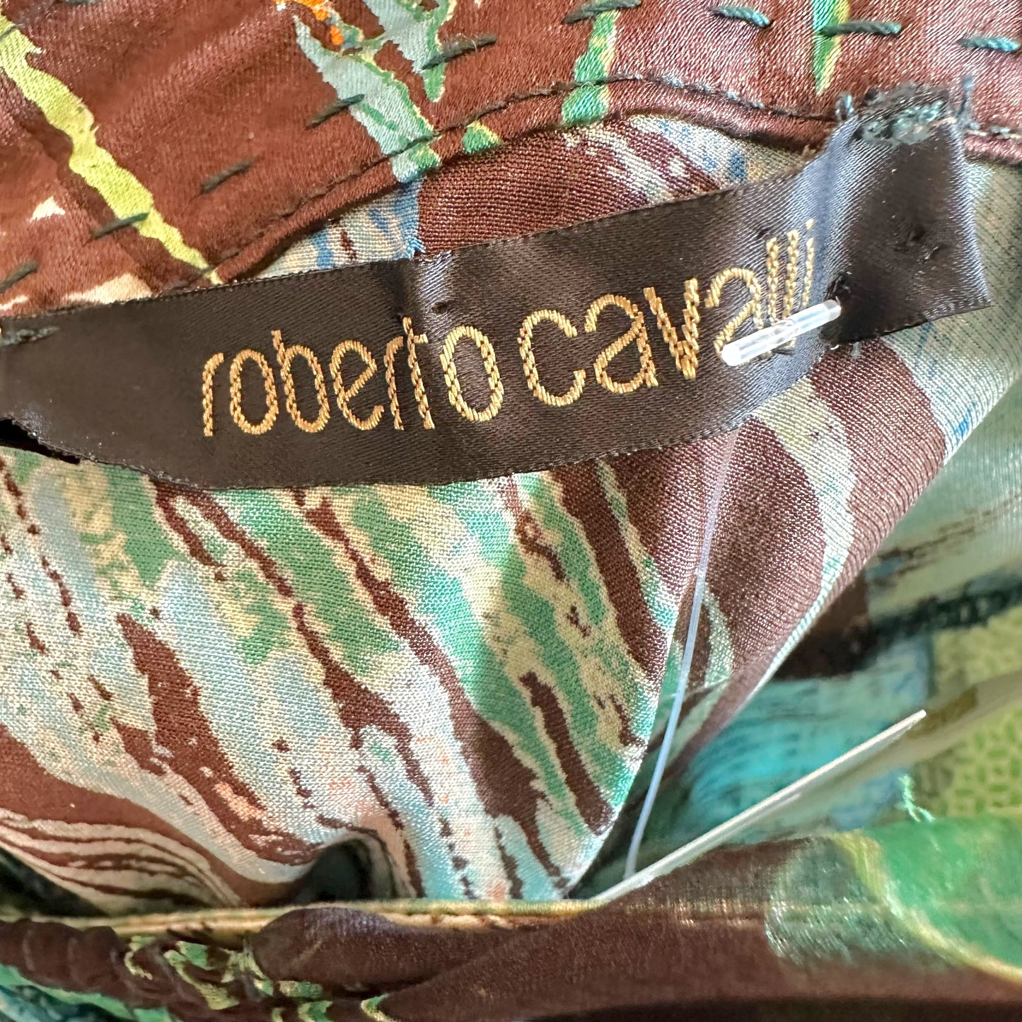 Roberto Cavalli Blue Feather Print Silk Cami - Outfit Repeater