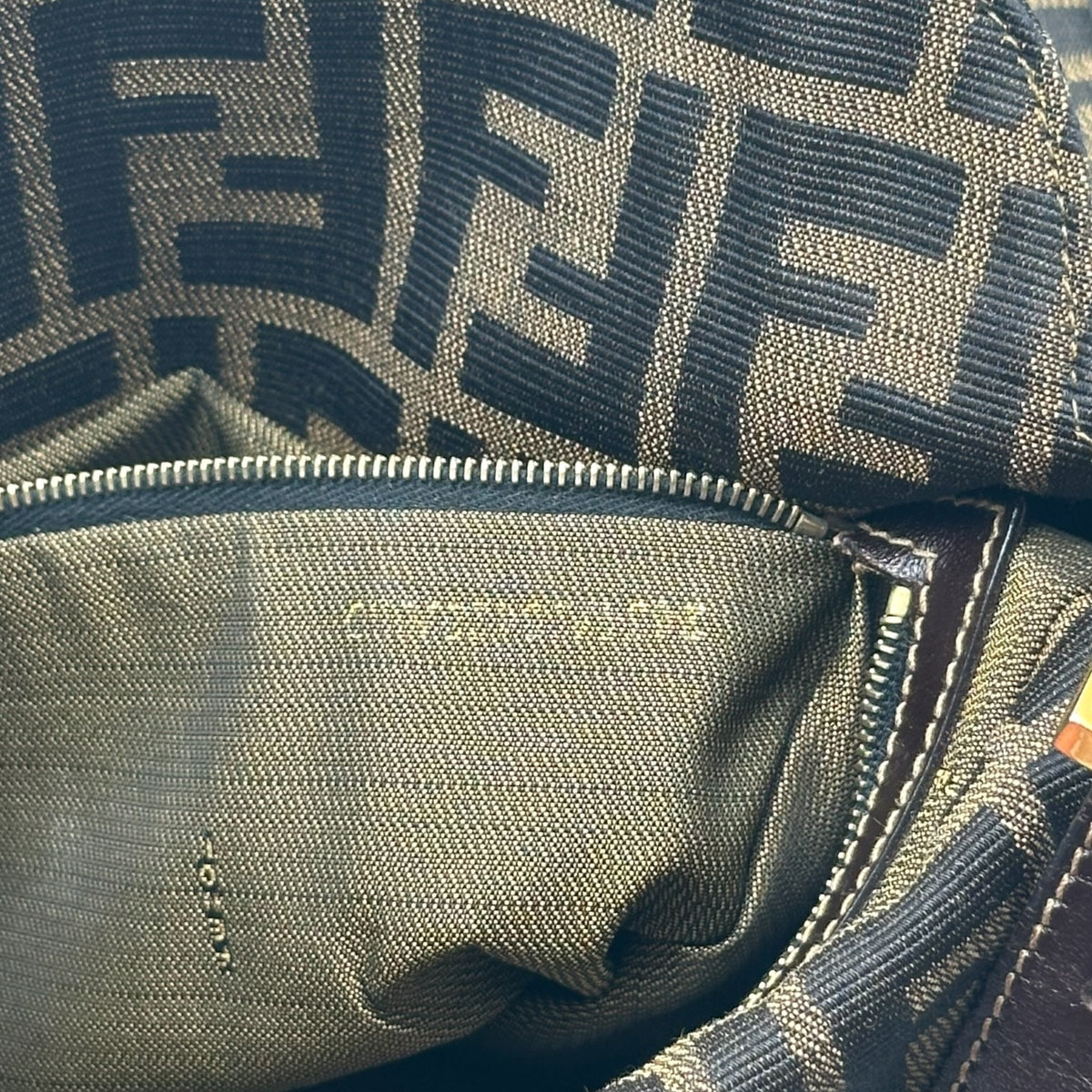 Fendi Brown Zucca Monogram Fold-Over Baguette Bag