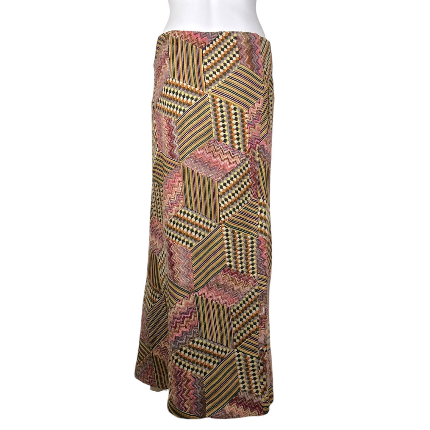 Missoni Fall 2001 Limited Edition Wool Patchwork Knit Maxi Skirt