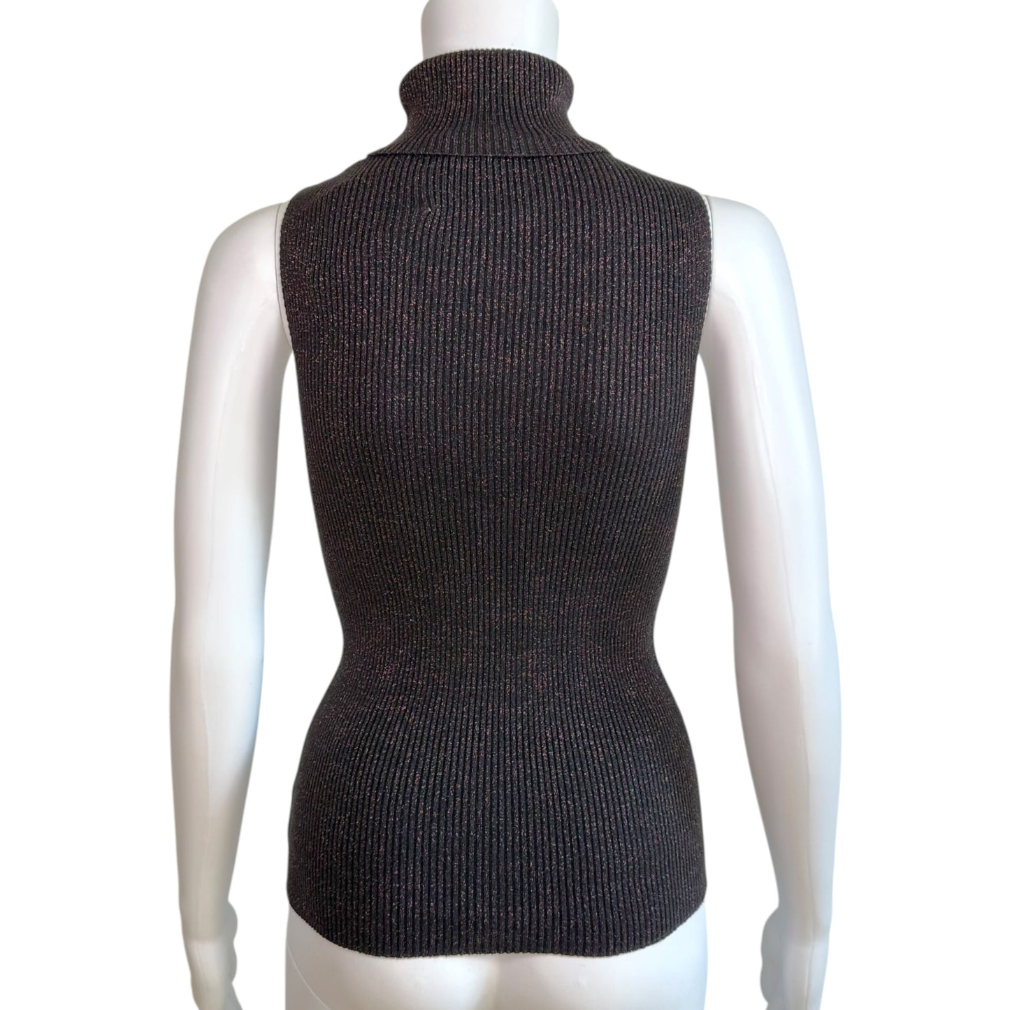 Dolce & Gabbana Black Red Metallic Knit Sleeveless Turtleneck