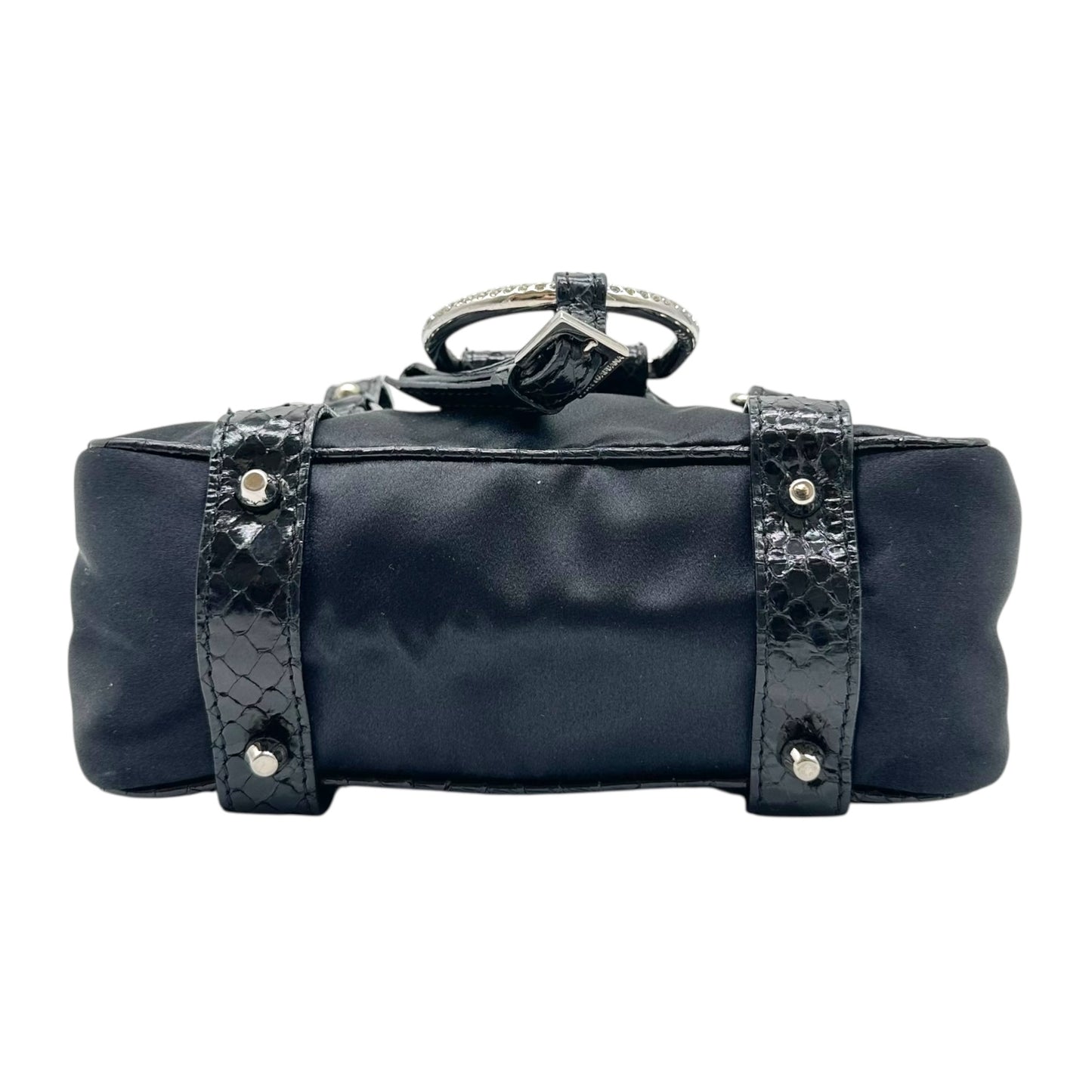 D&G Dolce & Gabbana Black Python & Crystal Embellished Mini Bag