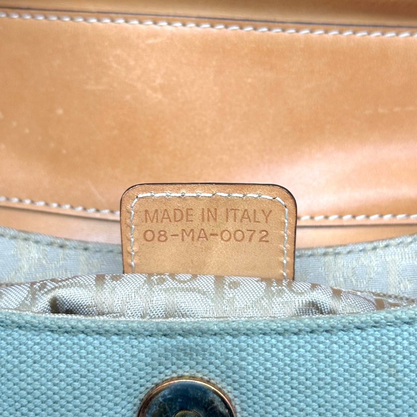 Christian Dior Canvas Tan Leather Columbus Shoulder Bag