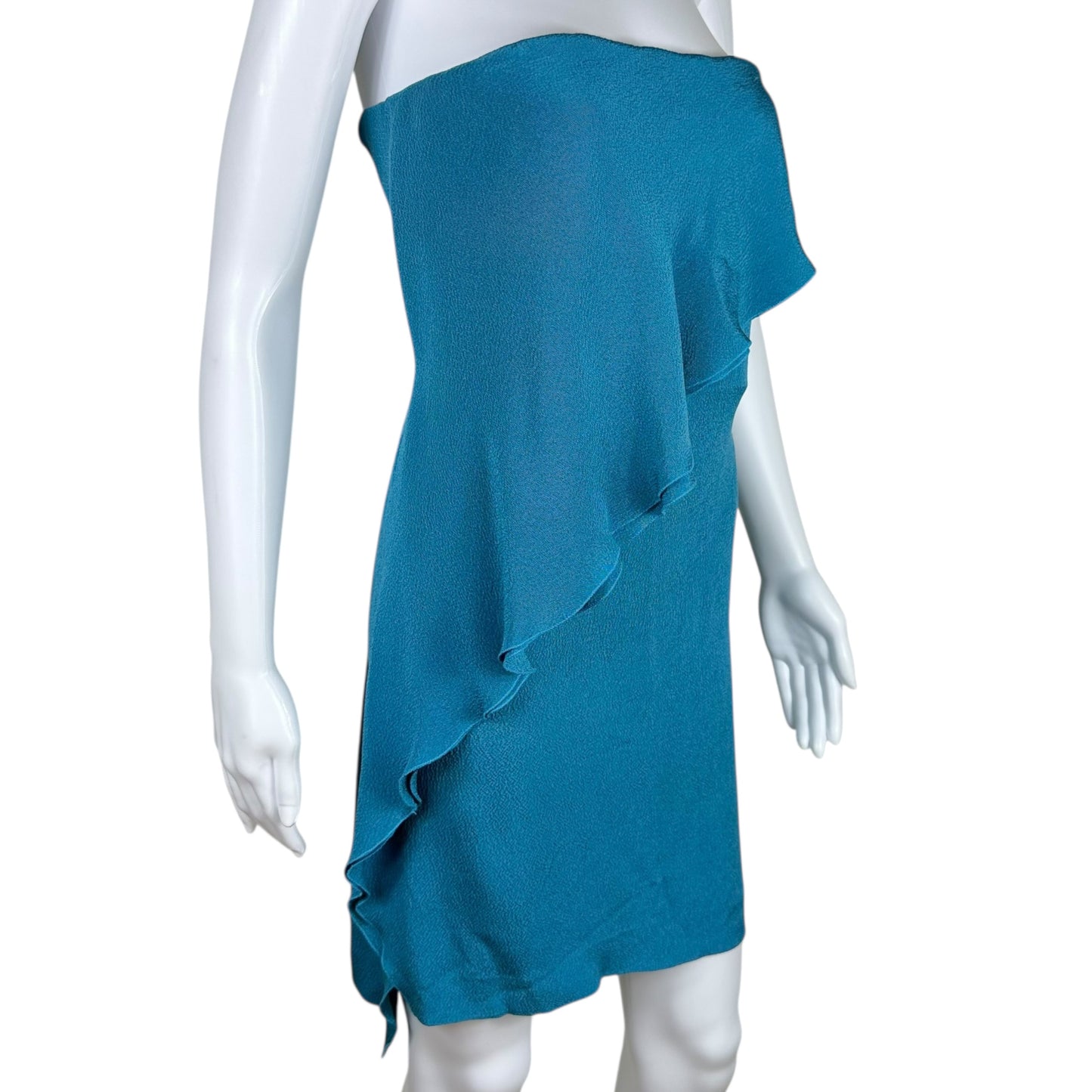 Bottega Veneta Aqua Blue Corseted Silk Mini Dress