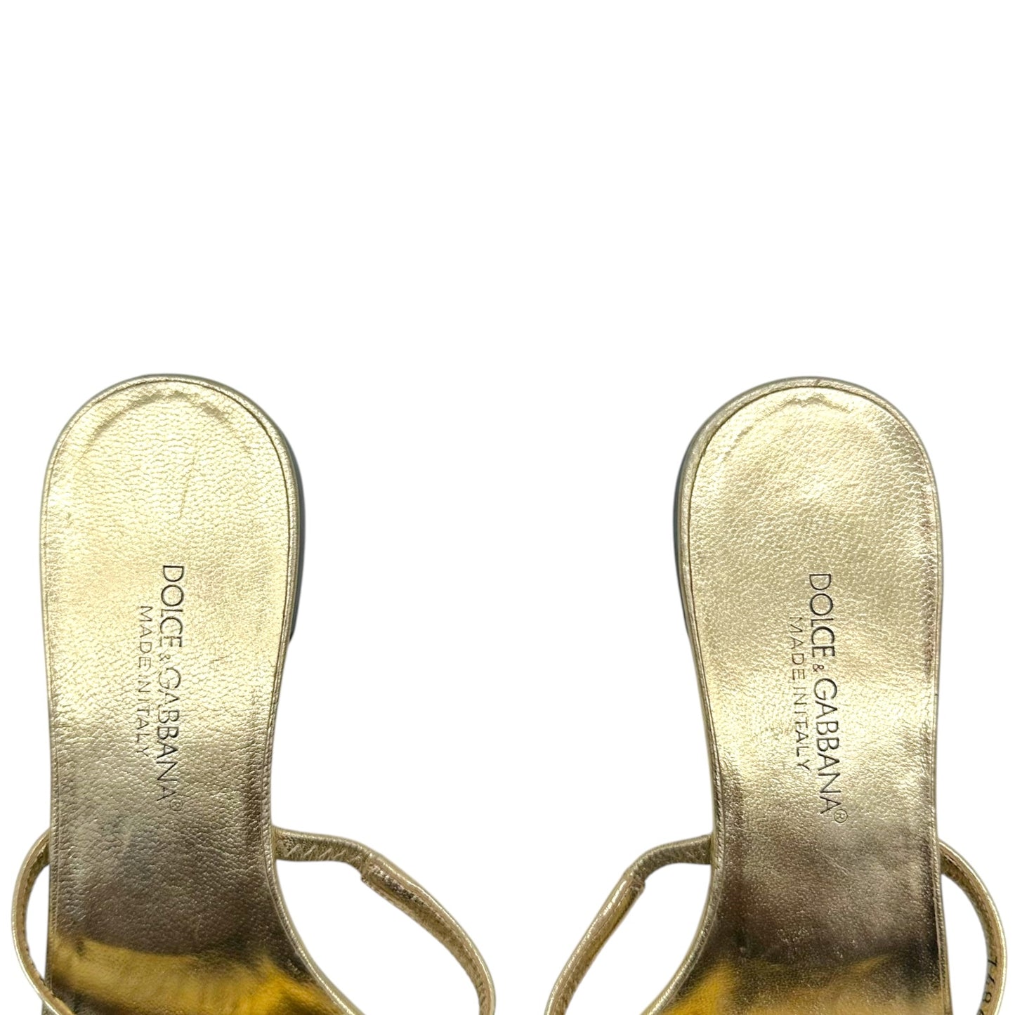 Dolce & Gabbana Gold DG Logo Flat Sandals