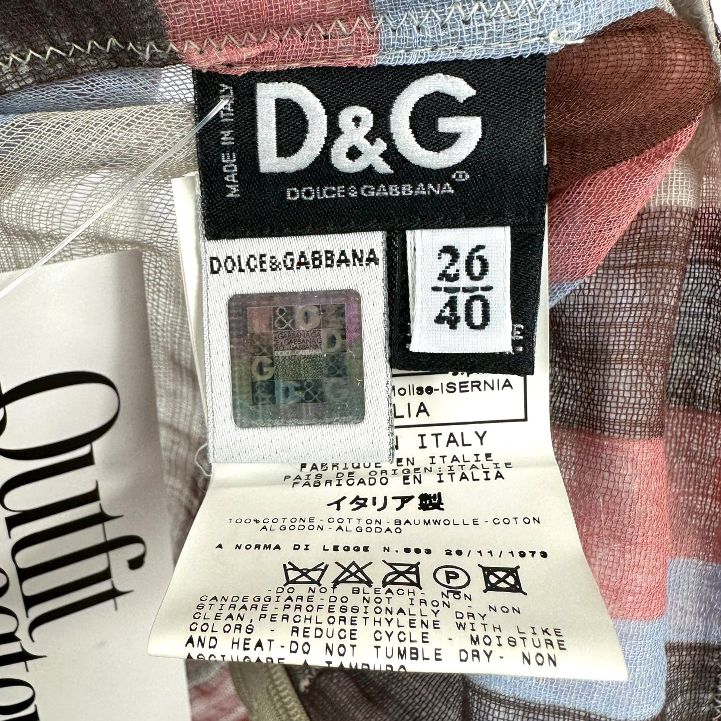 D&G Dolce & Gabbana Light Blue & Pink Sheer Striped Halter Top NEW