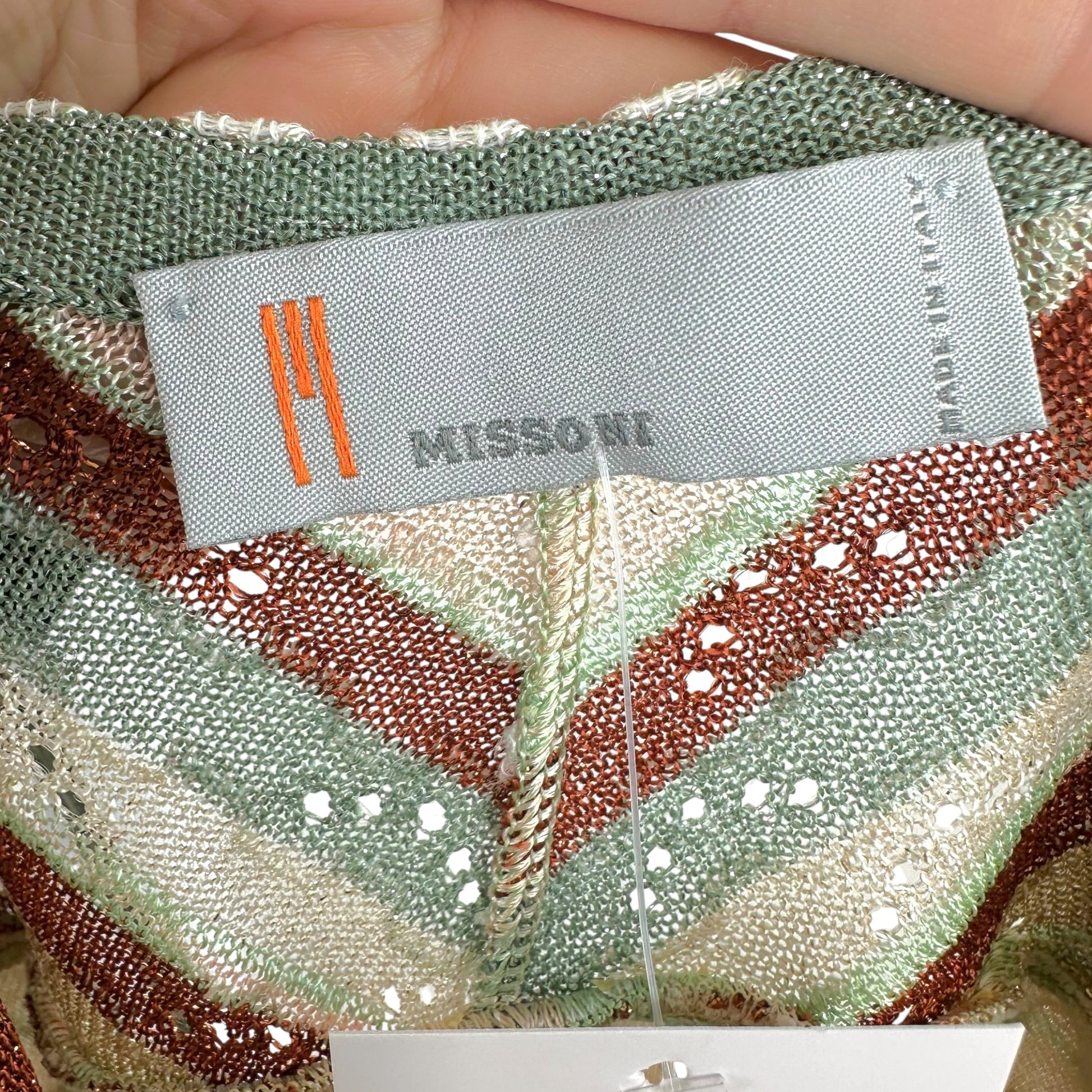 M Missoni Mini Dress Light Blue Metallic Chevron Knit