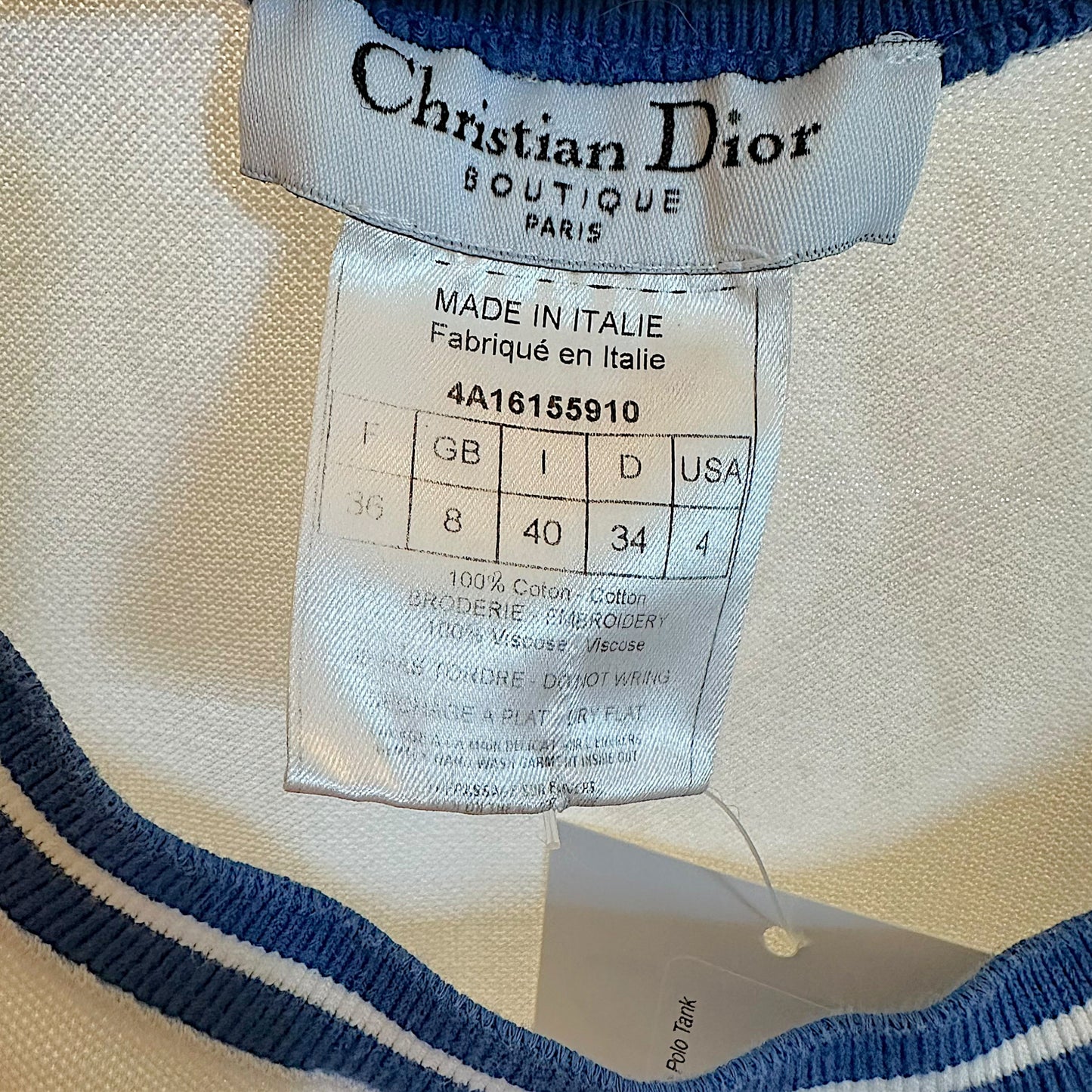 Christian Dior F/W 2004 Blue & White Logo Polo Tank