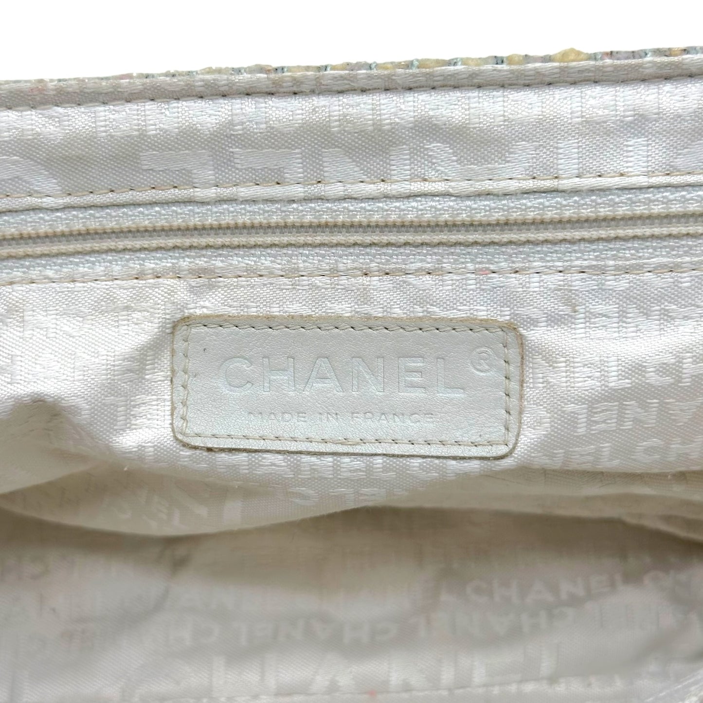 Chanel Medium Flap Shoulder Bag Silver Metallic Pastel Tweed