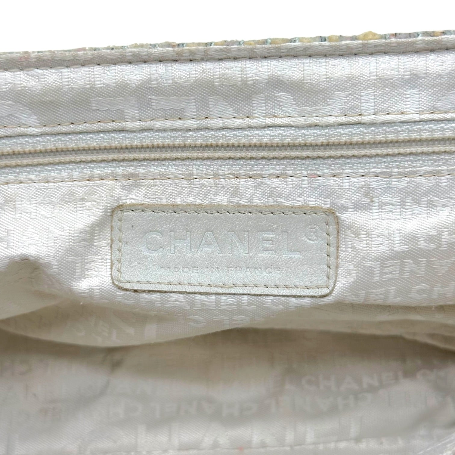 Chanel Medium Flap Shoulder Bag Silver Metallic Pastel Tweed