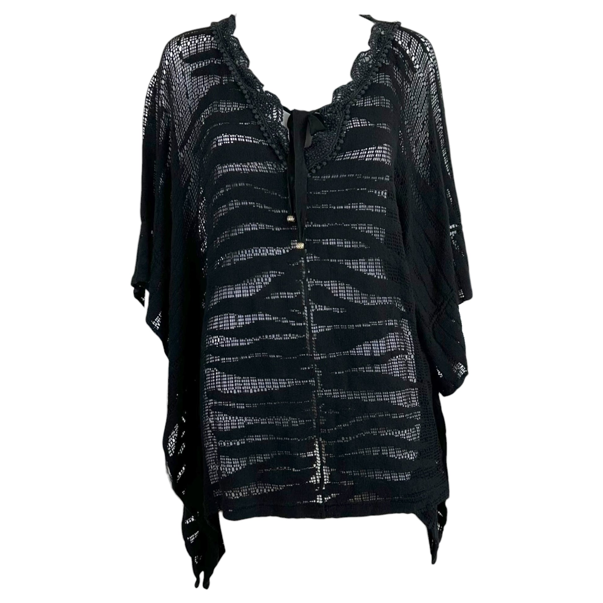 Roberto Cavalli Black Zebra Cashmere Knit Beach Cover-Up